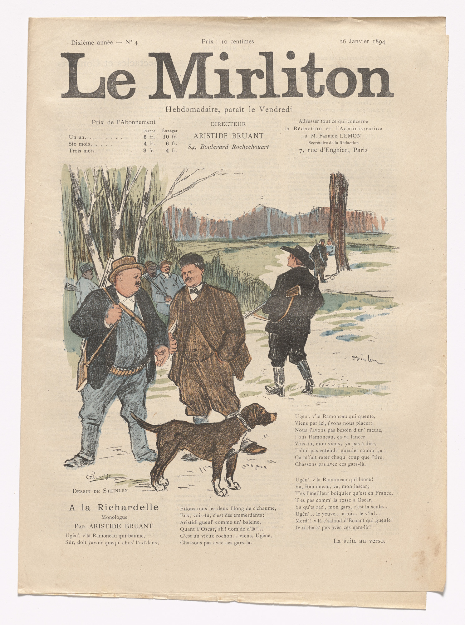 Théophile-Alexandre Steinlen. Le Mirliton, no. 4