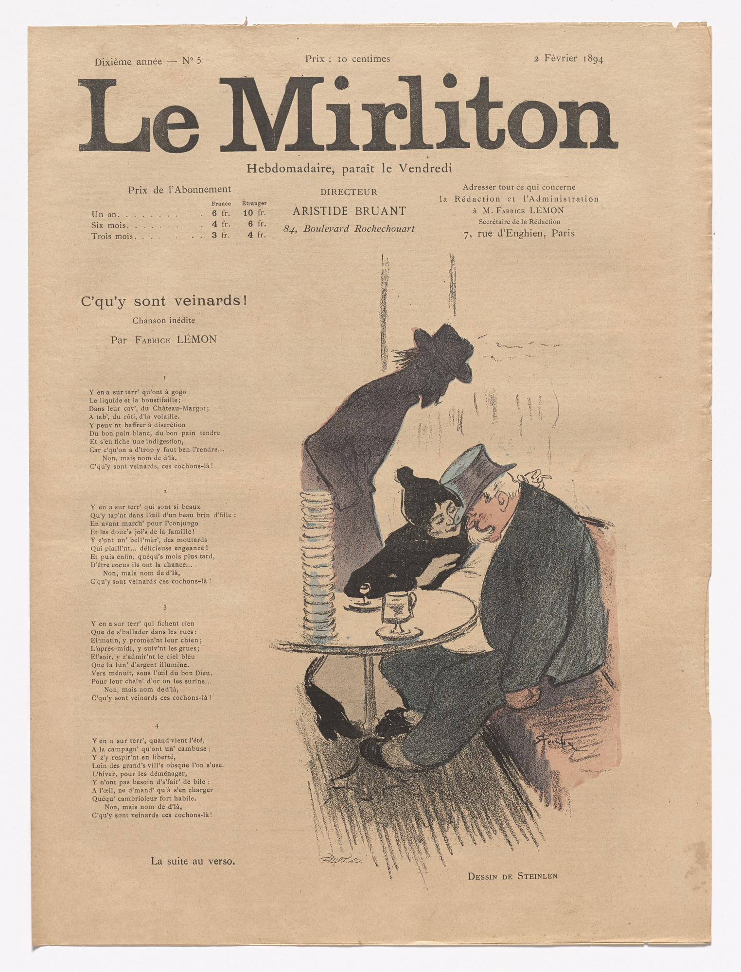 Théophile-Alexandre Steinlen. Le Mirliton, no. 5