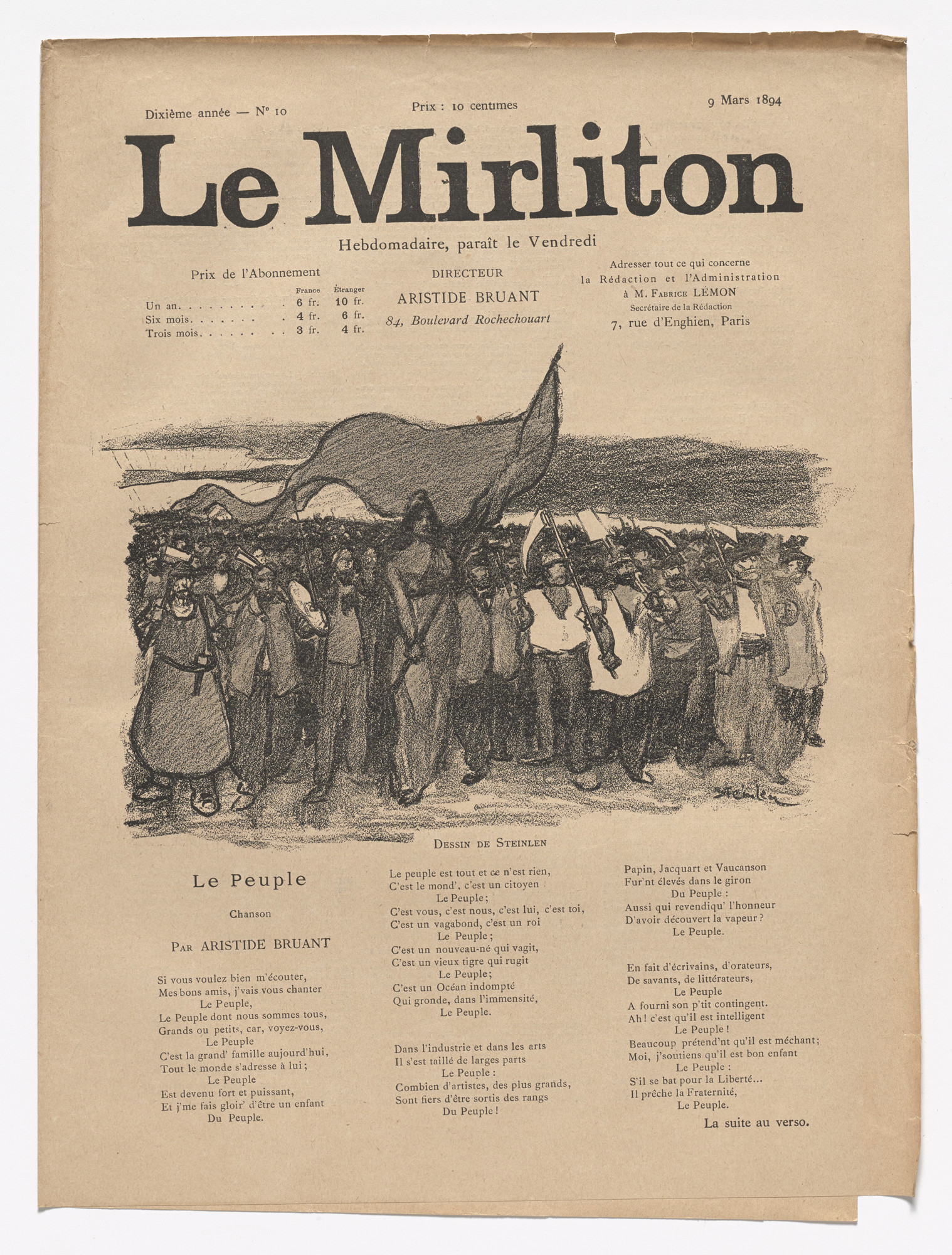 Théophile-Alexandre Steinlen. Le Mirliton, no. 10