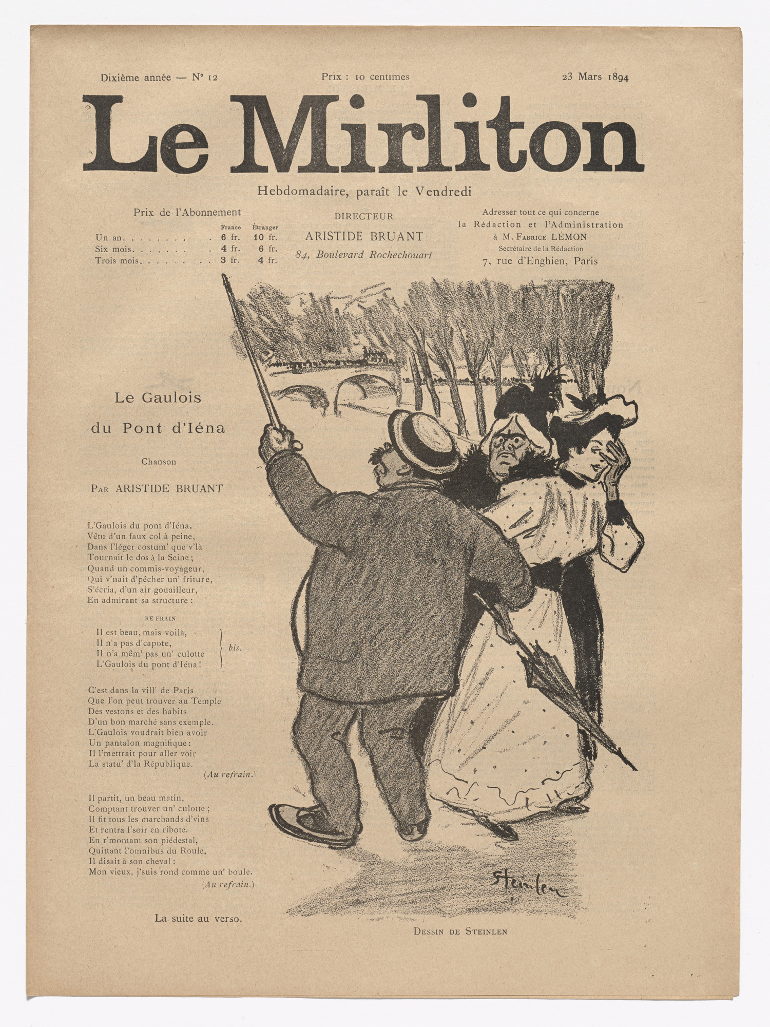 Théophile-Alexandre Steinlen. Le Mirliton, no. 12