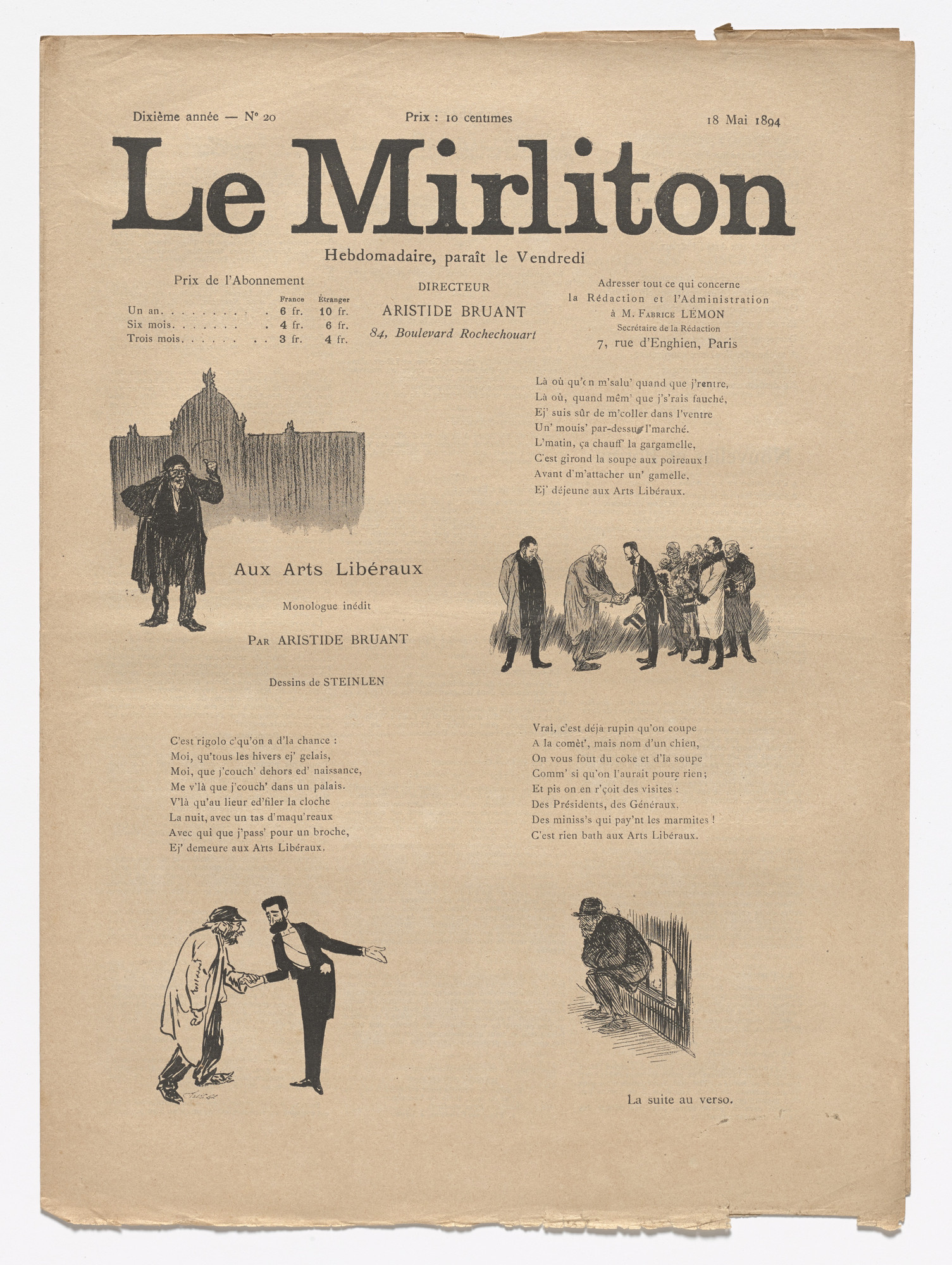 Theophile Alexandre Steinlen Le Mirliton No May 18 14 Moma