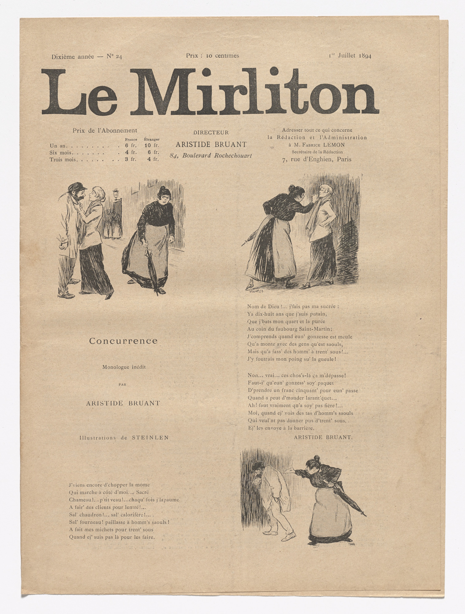 Théophile-Alexandre Steinlen. Le Mirliton, no. 24