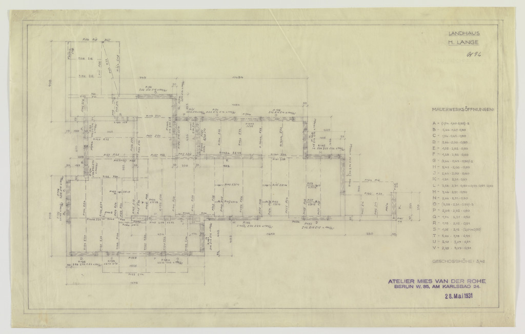 Hermann Lange House, Krefeld, Germany (Floor plan)