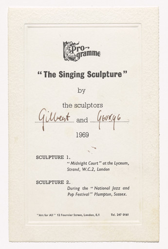 Announcement card for The Singing Sculpture