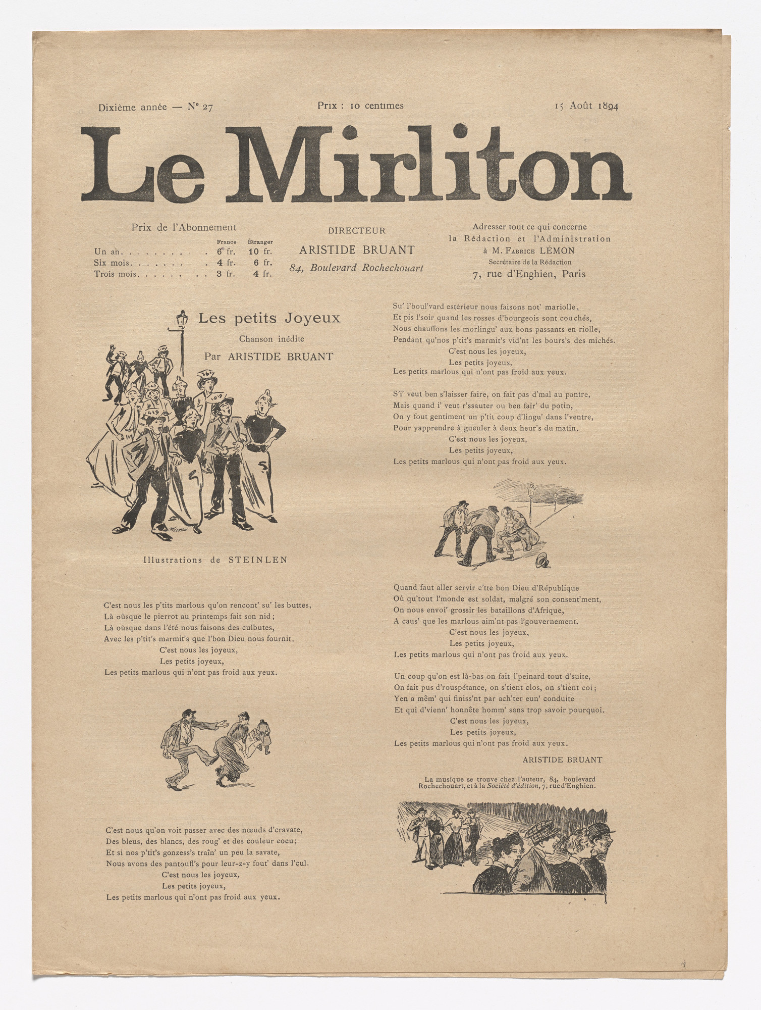 Théophile-Alexandre Steinlen. Le Mirliton, no. 27