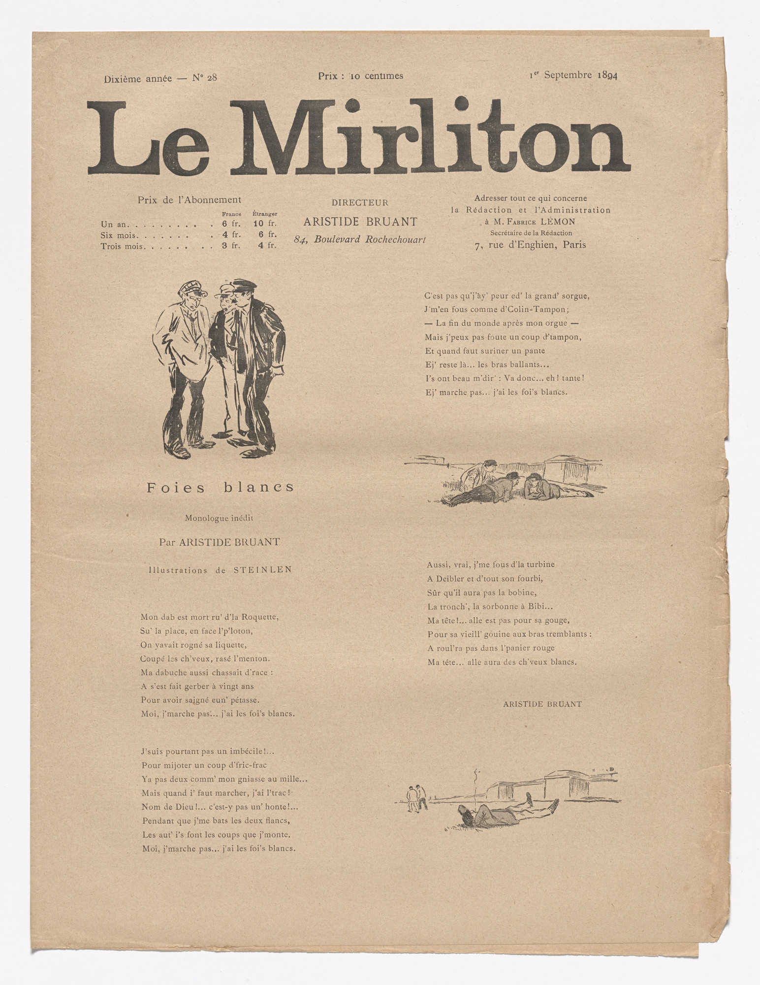 Théophile-Alexandre Steinlen. Le Mirliton, no. 28