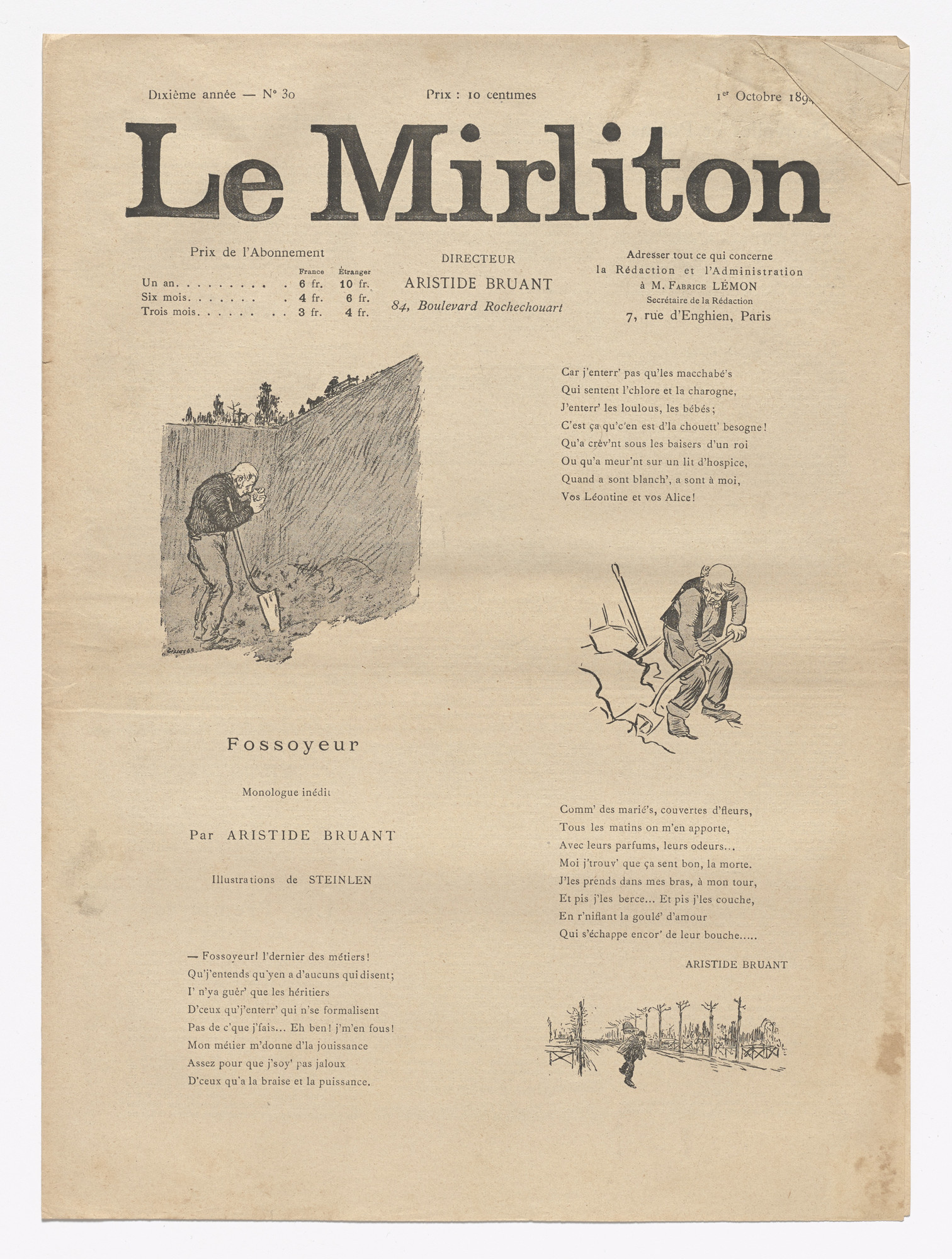 Theophile Alexandre Steinlen Le Mirliton No 30 October 1 14 Moma