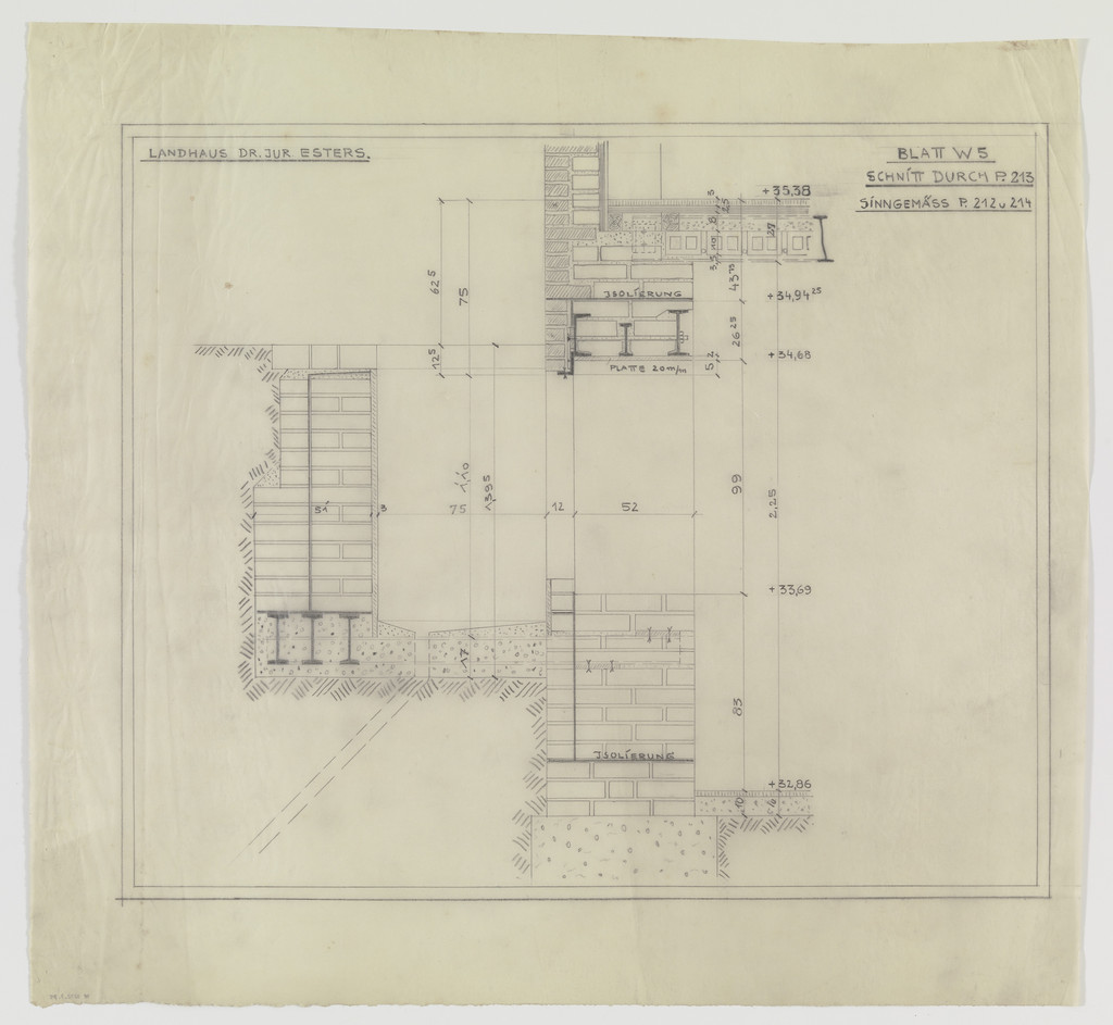 Josef Esters House, Krefeld, Germany (Section; basement structural detail)