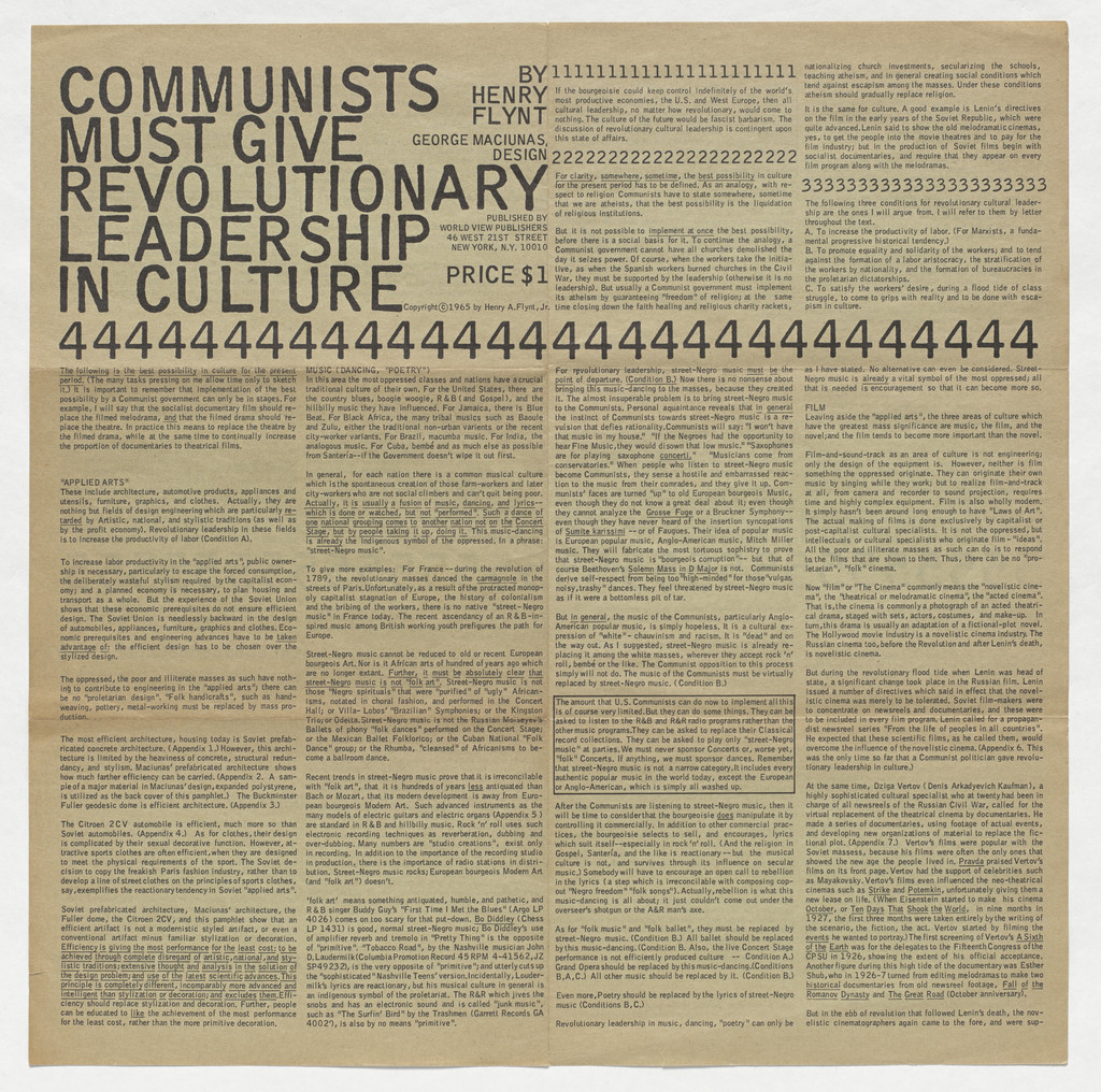 Communists Must Give Revolutionary Leadership in Culture