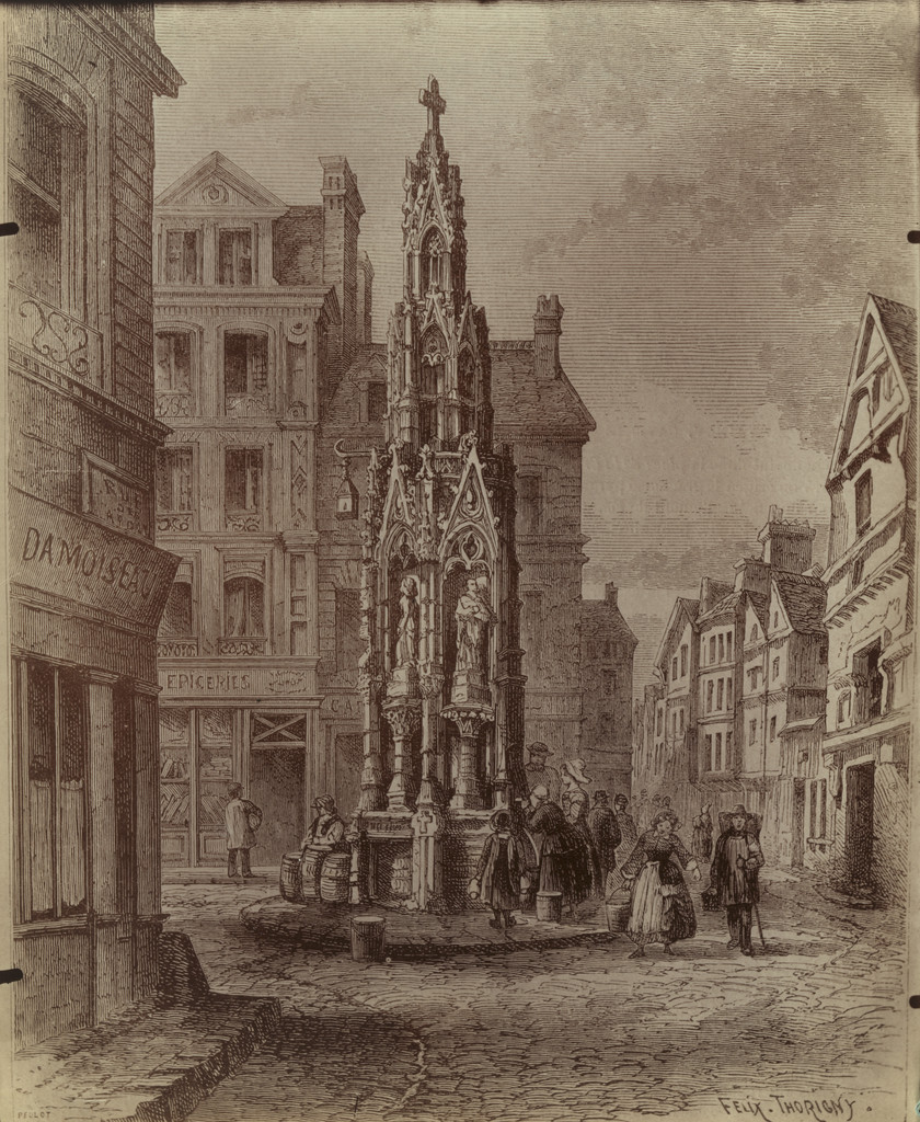 Rouen. Fontaine Croix De Pierre. (Reproduction of print by Felix Thorigny)