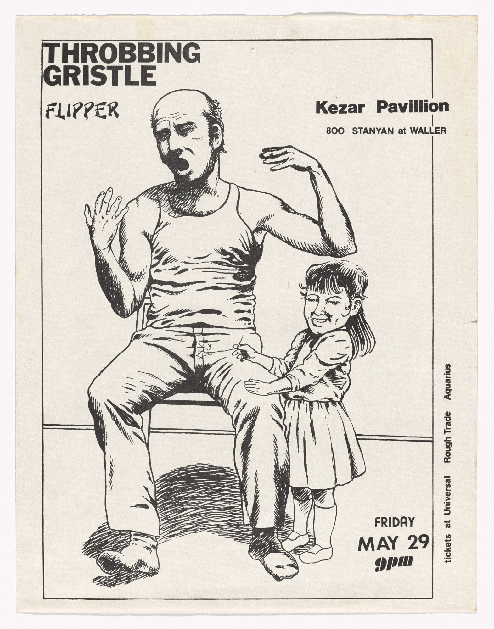 Raymond Pettibon. Throbbing Gristle at Kesar Pavilion. May 29