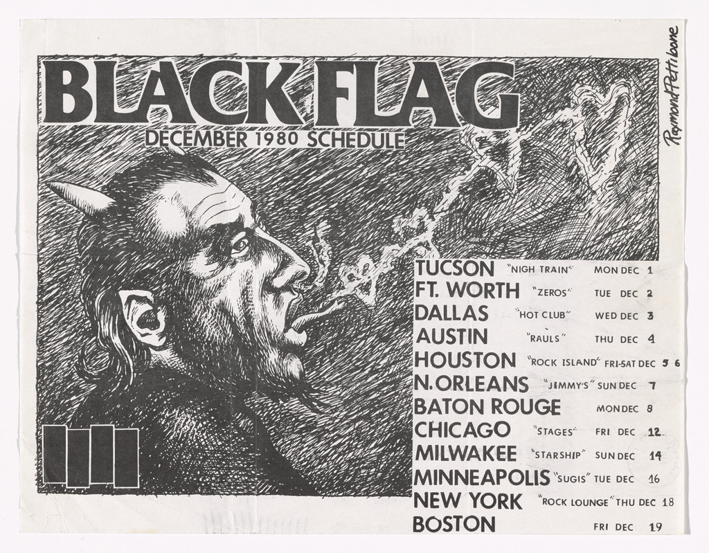 Black Flag December 1980 Schedule