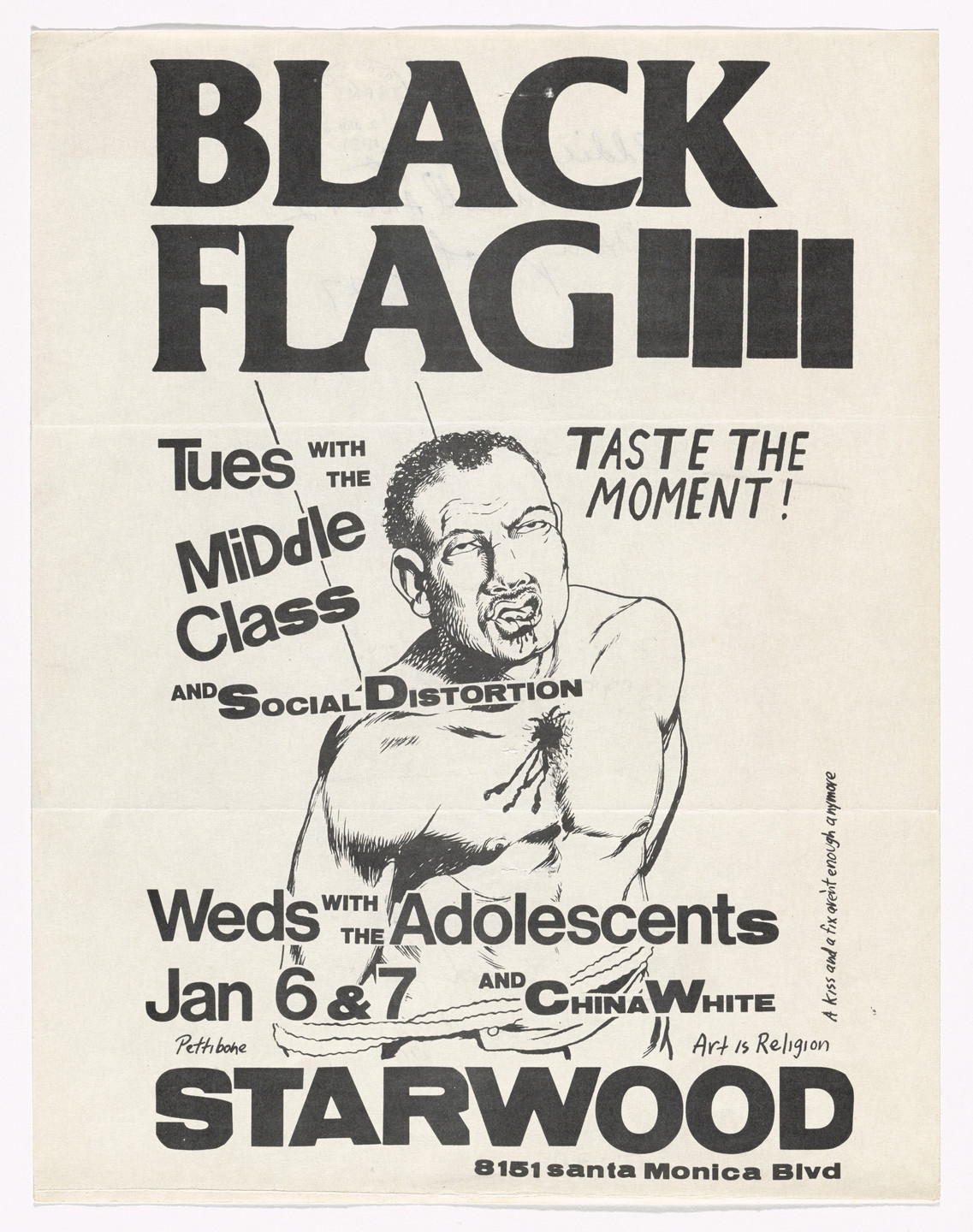 Raymond Pettibon. Black Flag at Starwood. January 6 and 7, 1981