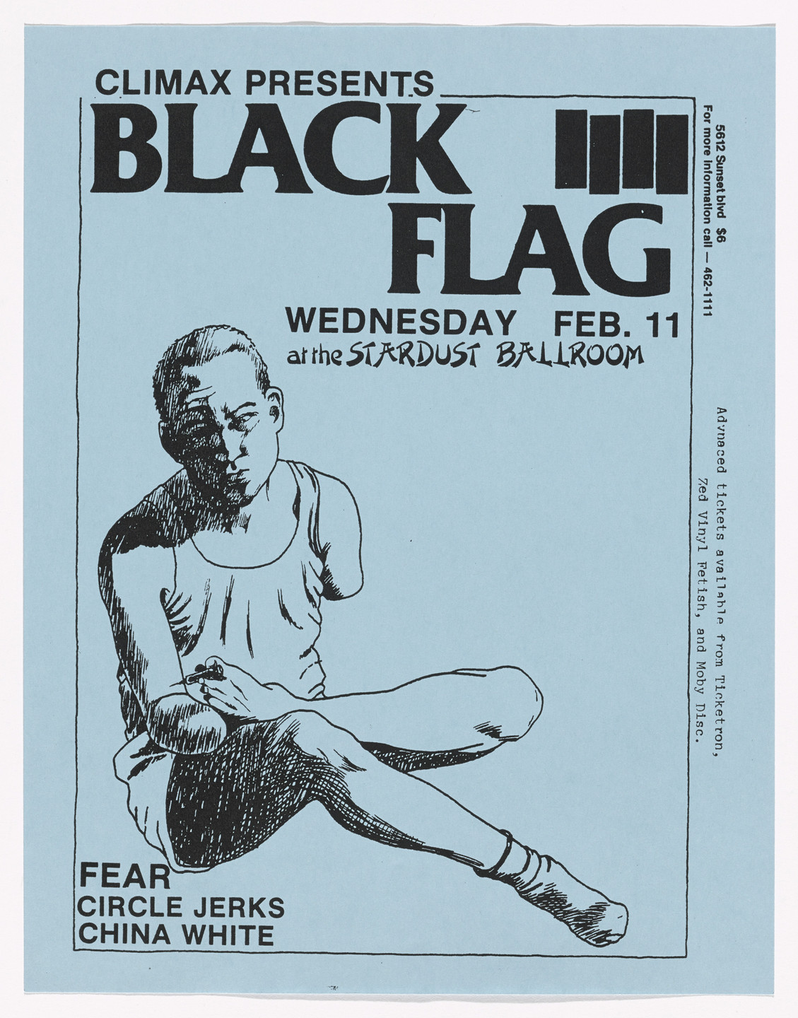Raymond Pettibon. Black Flag at Stardust Ballroom. February 11, 1981