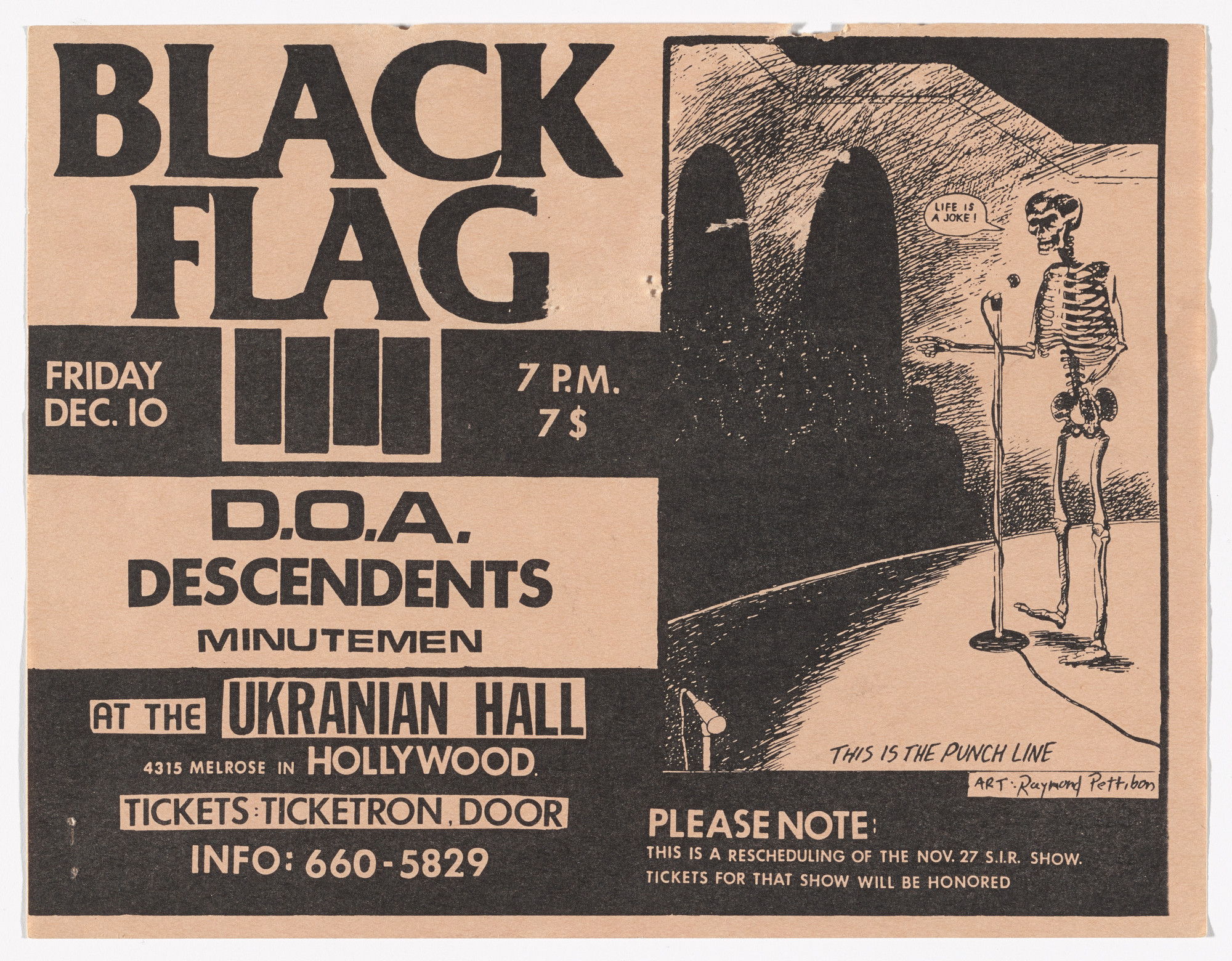 Raymond Pettibon. Black Flag at Ukrainian Hall