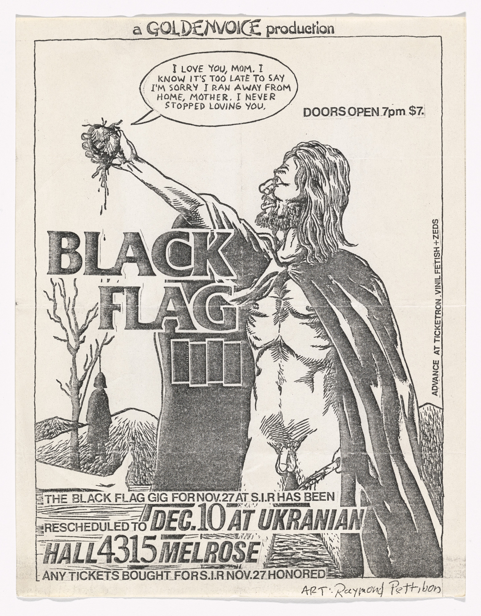 Raymond Pettibon. Black Flag at Ukrainian Hall
