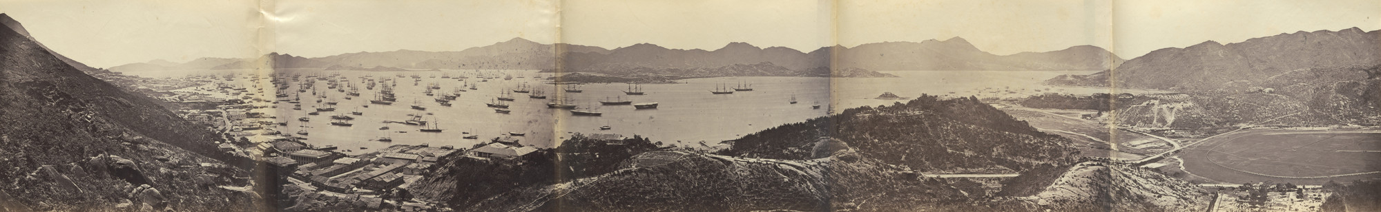 Felice Beato. Panorama of Hong Kong taken from Happy Valley. 1860