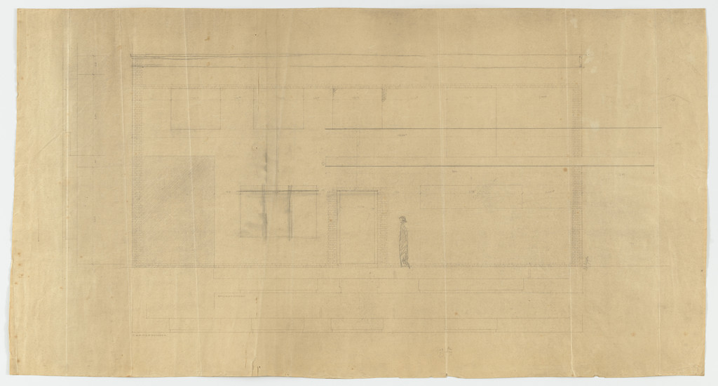 Wolf House, Gubin, Poland (Elevation, plans, section. Ground, second floor and right half of east side)