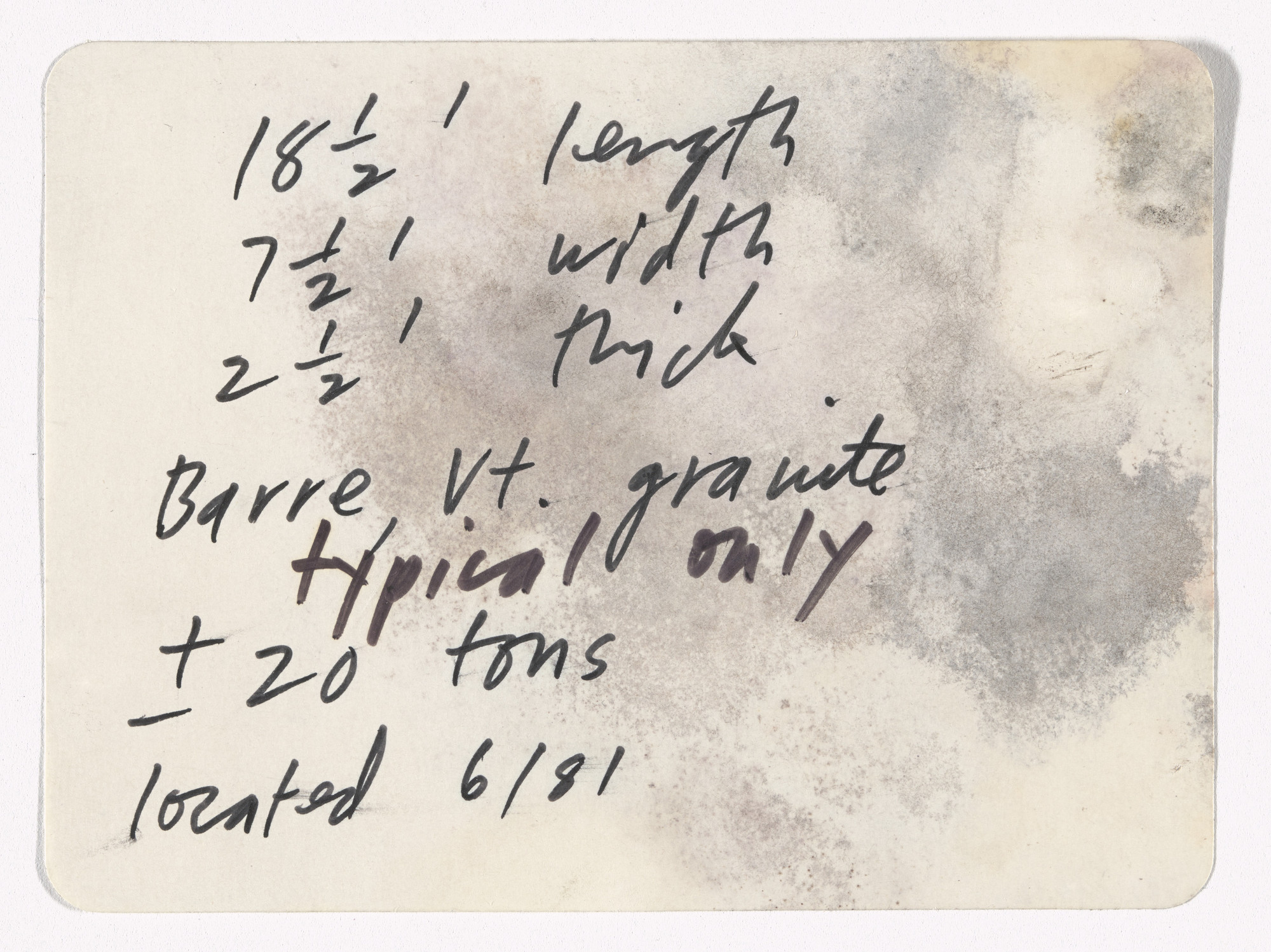 Michael Heizer. Preparatory material for Levitated Mass (1982)