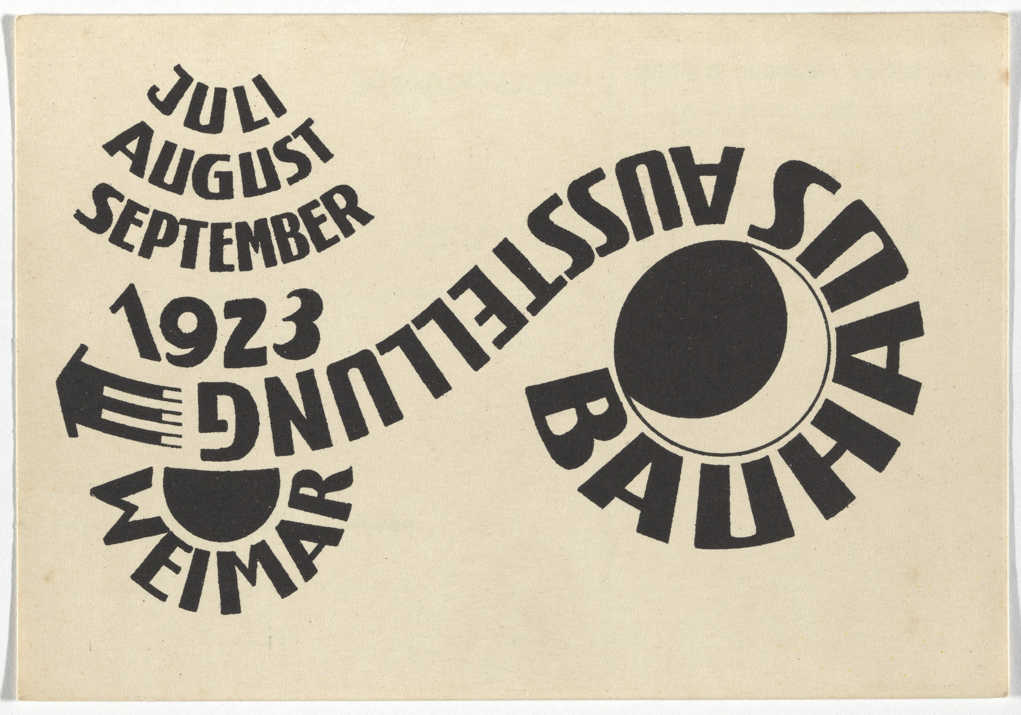 Ludwig Hirschfeld-Mack. Bauhaus Ausstellung Weimar Juli - August - September 1923. 1923
