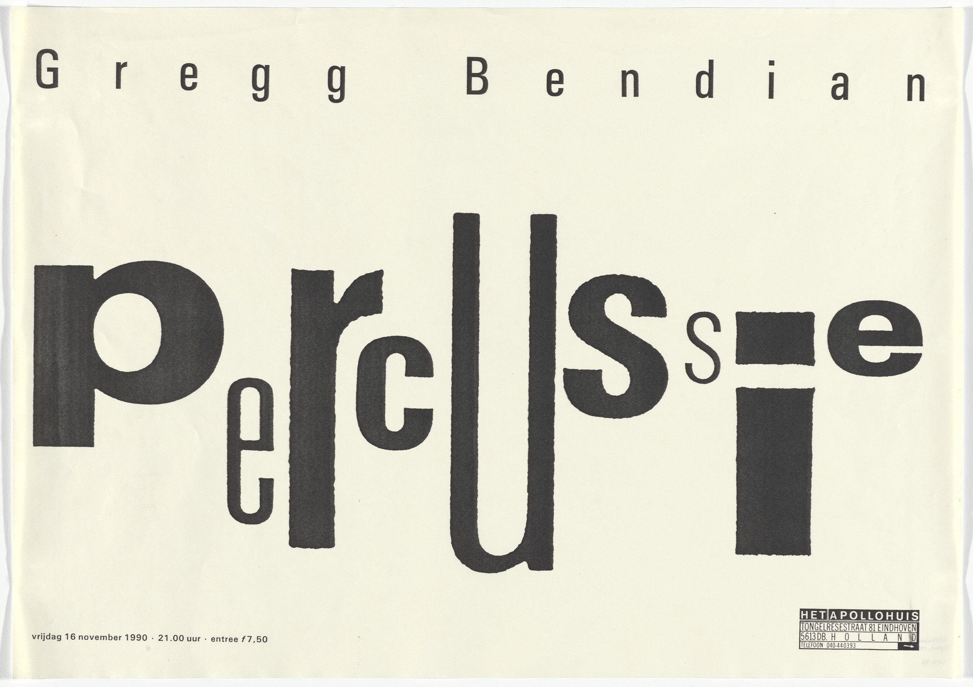 Opera, Ton Homburg. Gregg Bendian, Percussie. 1990