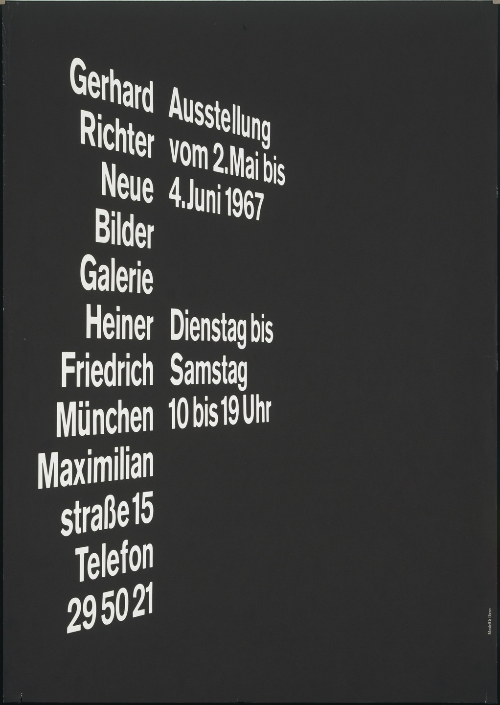 Mendell &amp; Oberer, Pierre Mendell, Klaus Oberer. Gerhard Richter Neue Bilder, Galerie Heiner Friedrich, München. 1967