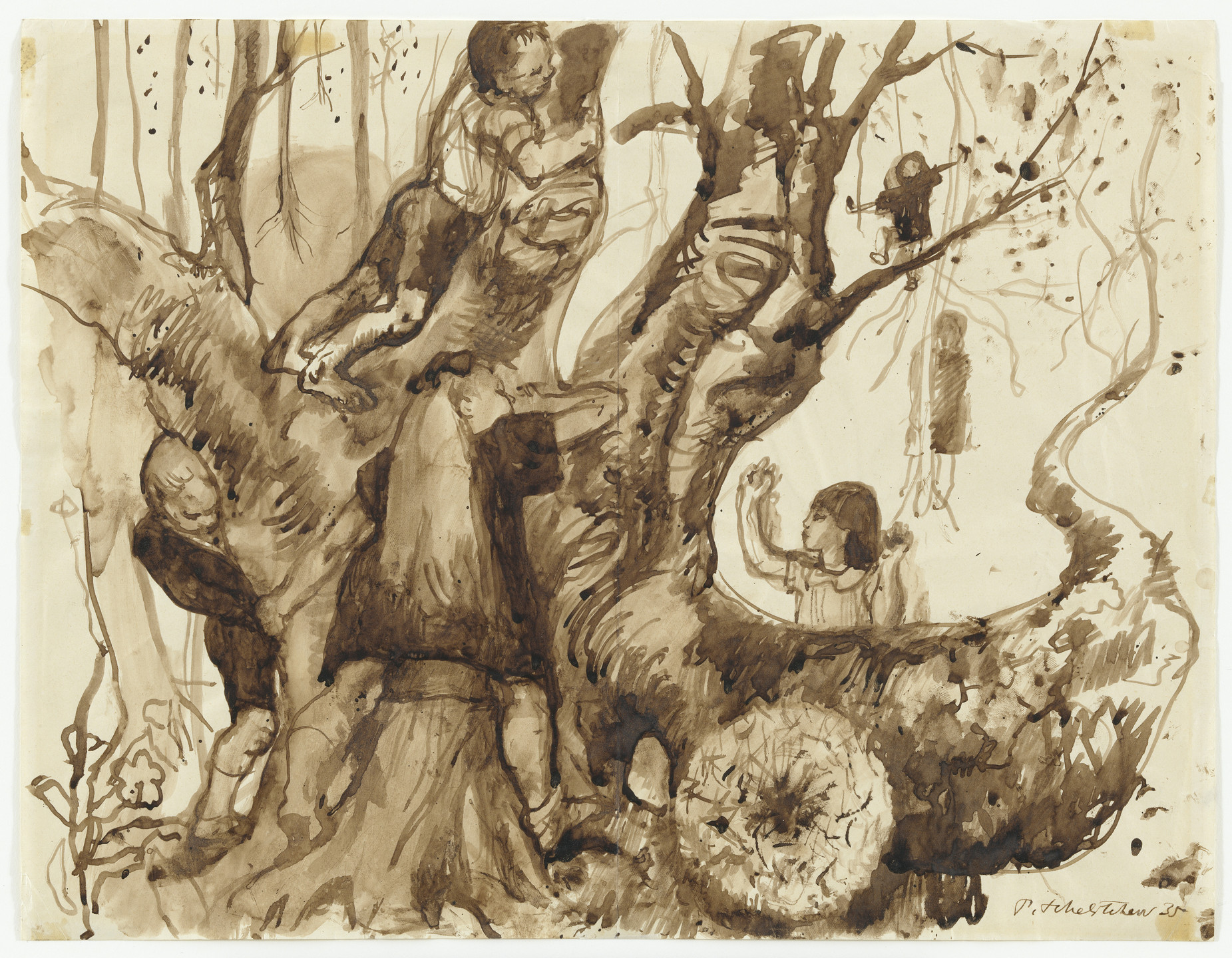 Pavel Tchelitchew. Tree with Children (Study for Hide-and-Seek). 1935