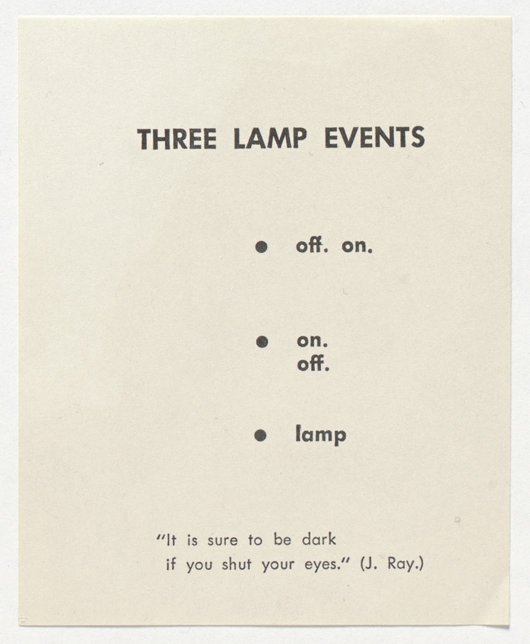 George Brecht, Robert Watts. Lantern Extract. 1962
