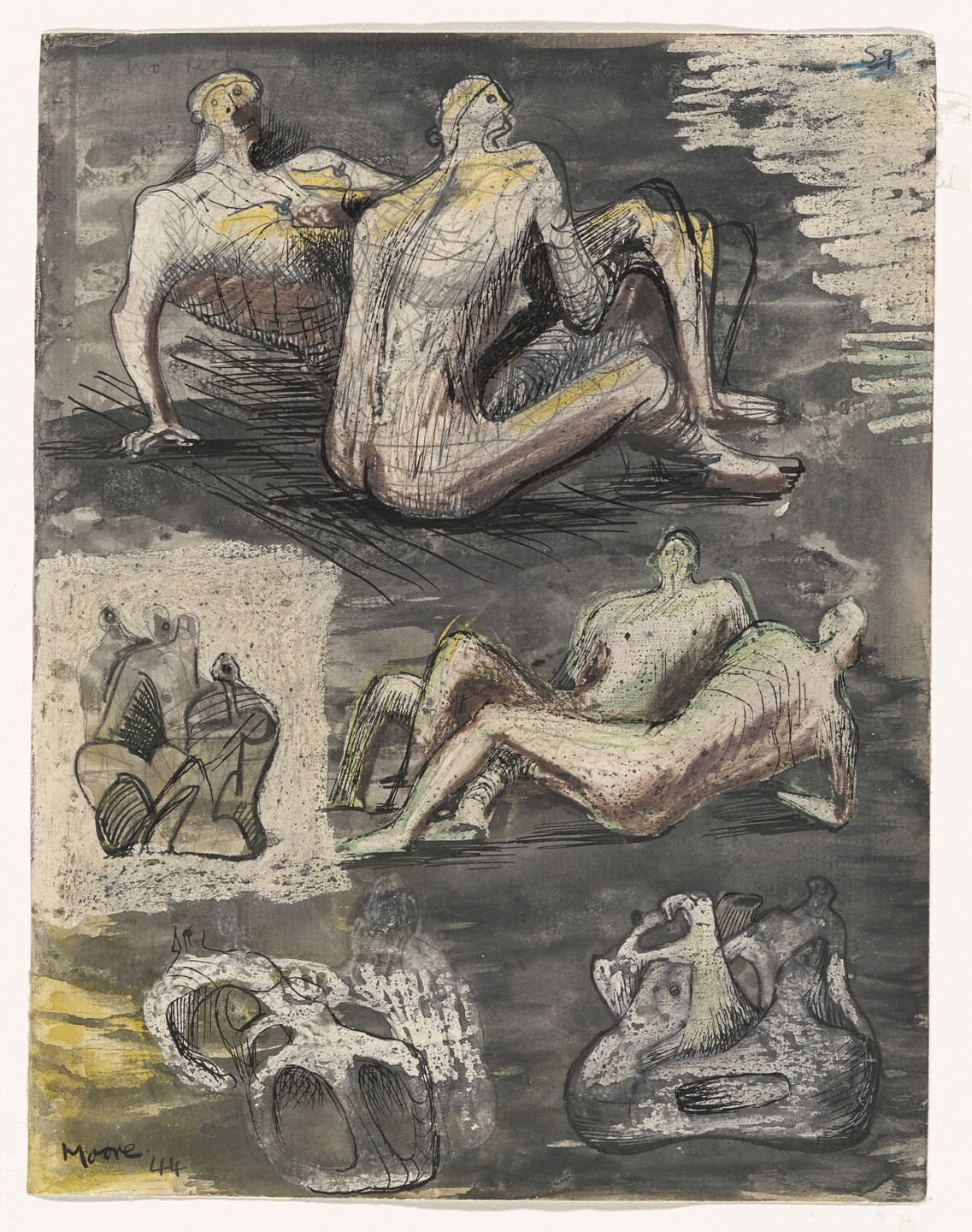 Henry Moore. Ideas for Two-Figure Sculpture. 1942, dated 1944
