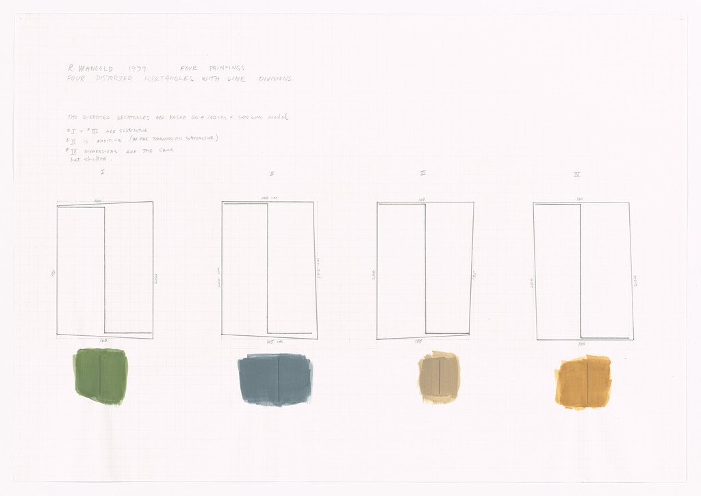 Four Paintings: Four Distorted Rectangles with Line Divisions