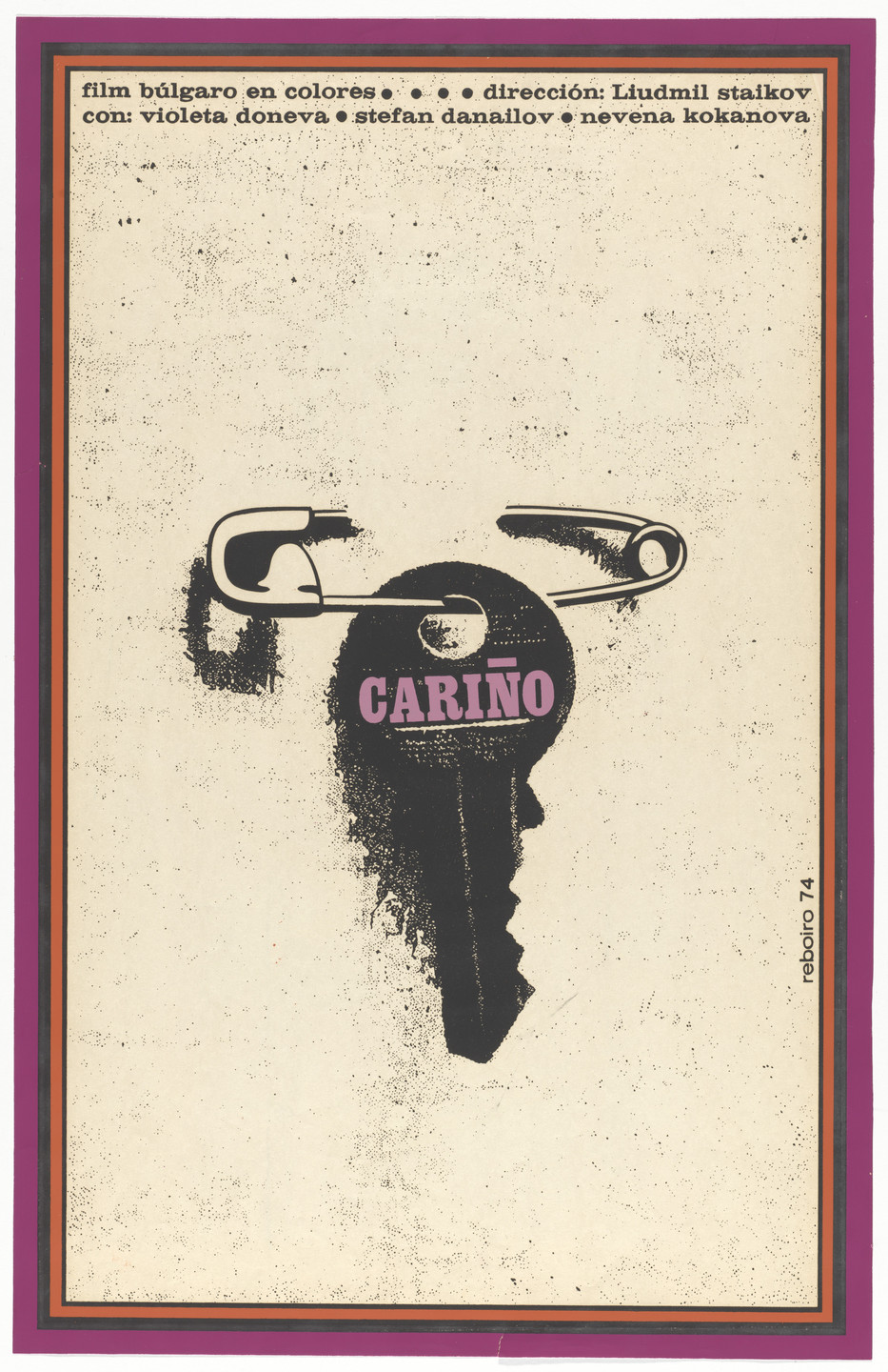 Antonio Fernandez Reboiro. Cariño (Affection) (Poster for the Cuban release of the Bulgarian film directed by Liudmil Staikov). 1974