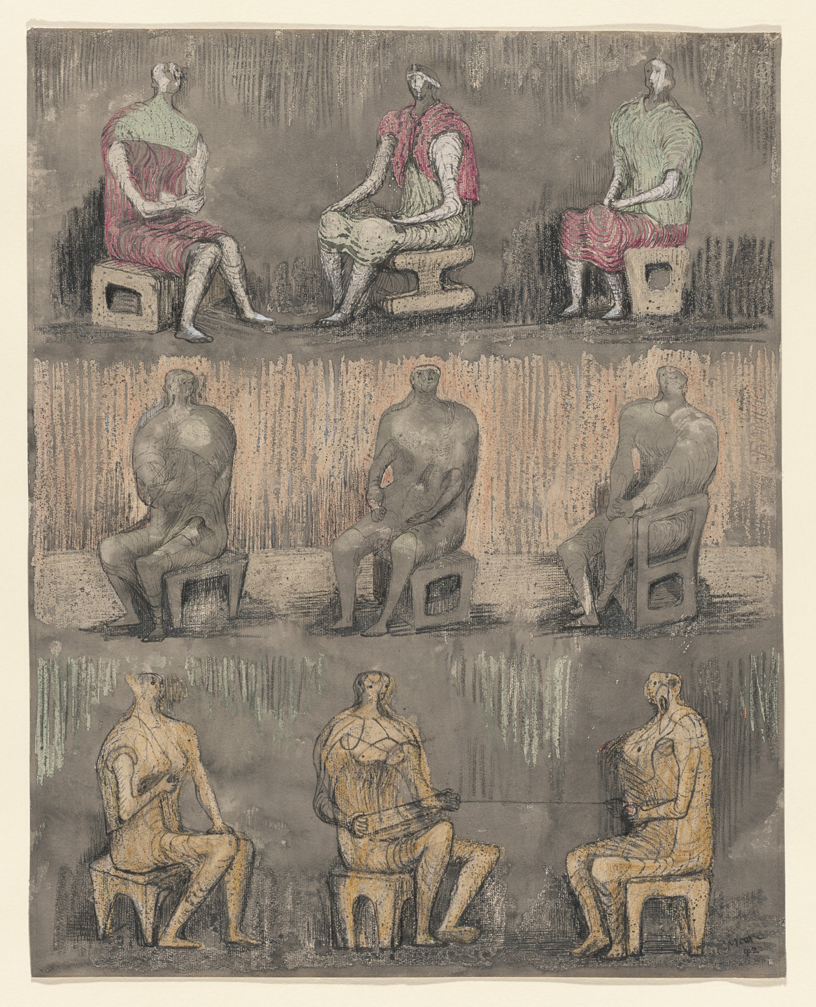Henry Moore. Seated Figures, II. 1942