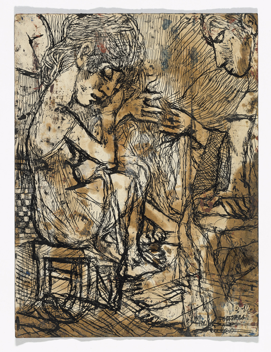 Louis Soutter. Two Lives (Deux vies)[recto] and The Leper (Le Lépreux) [verso]. c. 1930–35
