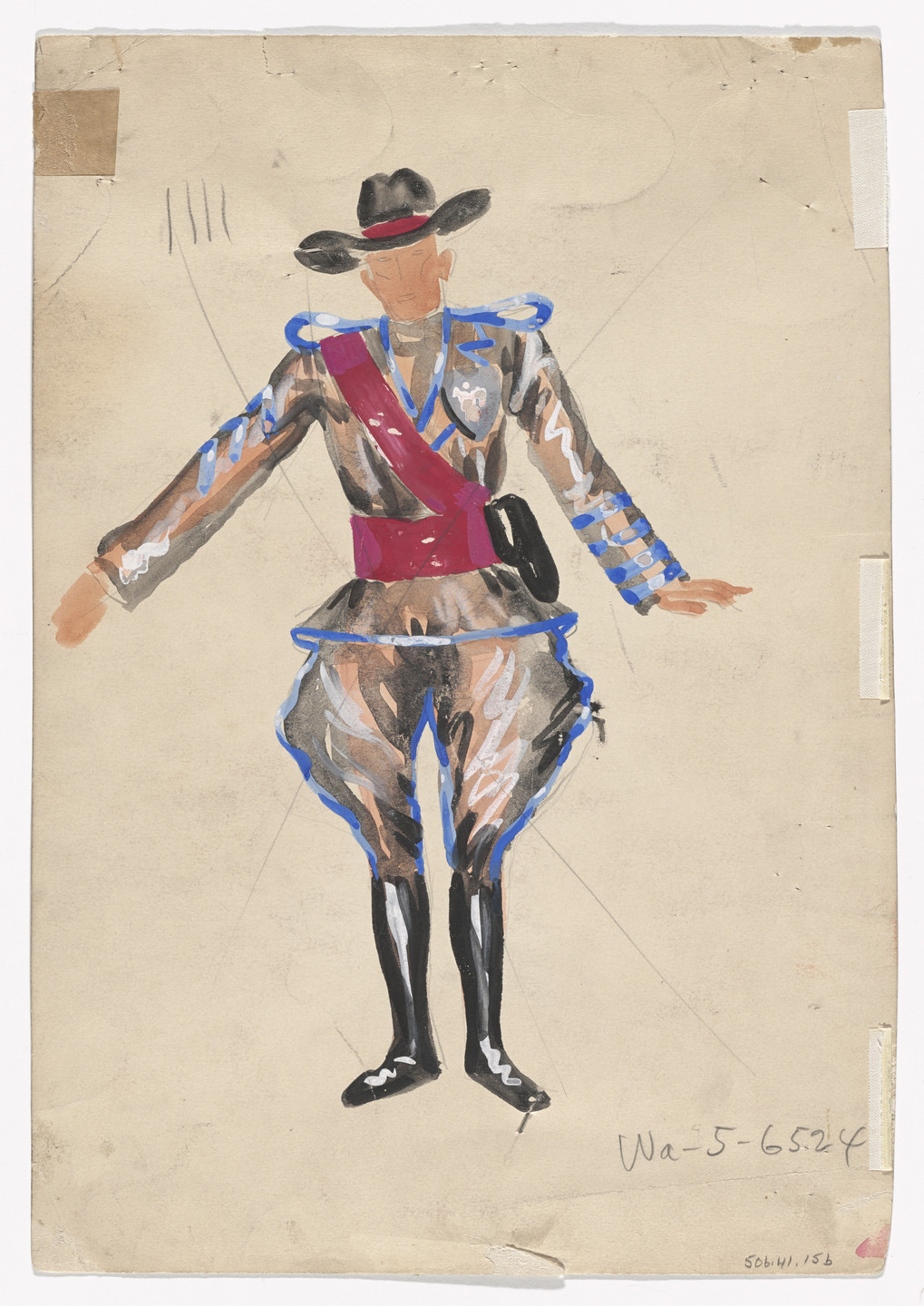 Paul Cadmus. The Gangster (recto) and State Trooper (verso). Costume designs for the ballet Filling Station. 1937