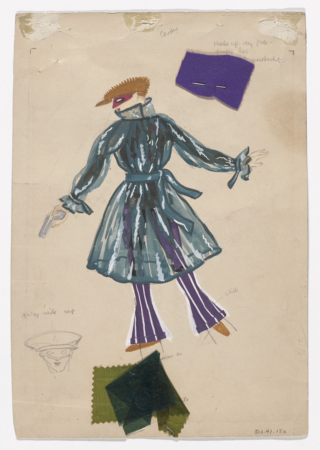 Paul Cadmus. The Gangster (recto) and State Trooper (verso). Costume designs for the ballet Filling Station. 1937