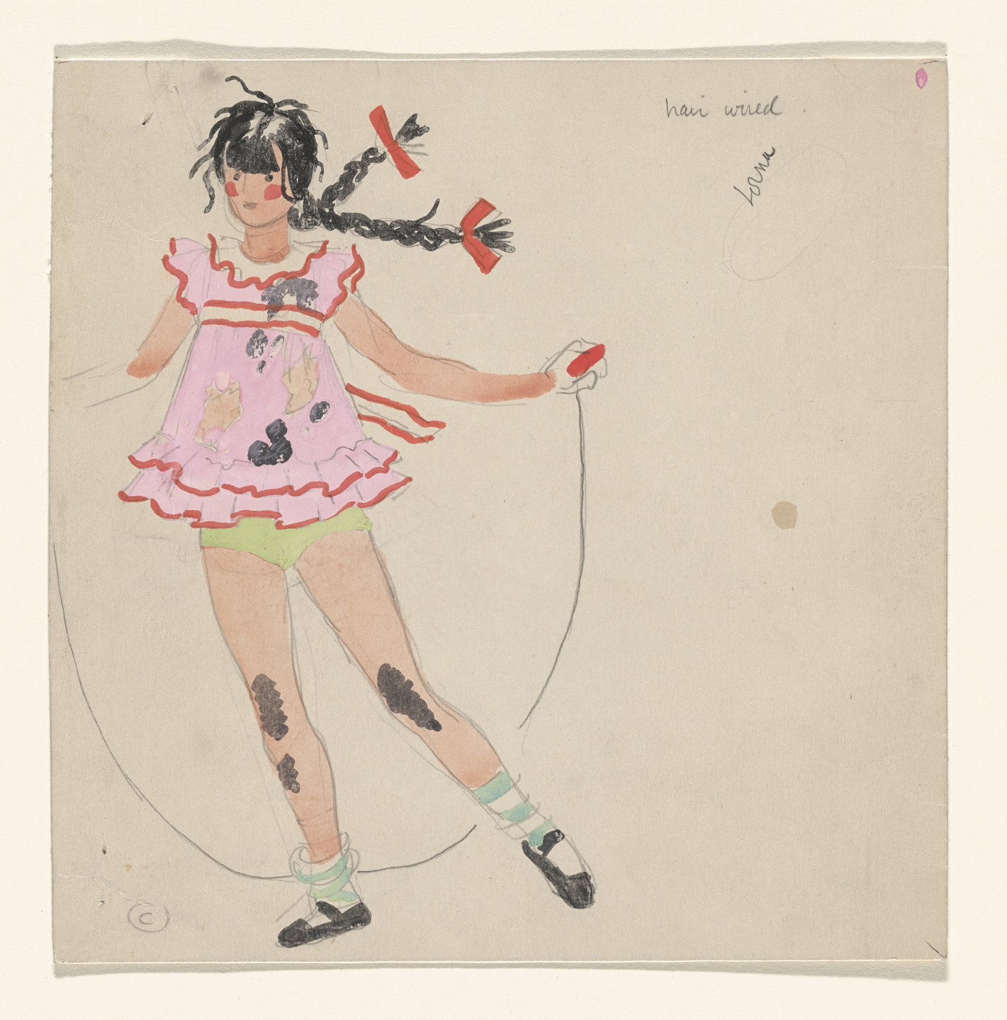 Paul Cadmus. A Girl (Lorna?). Costume design for the ballet Filling Station. 1937