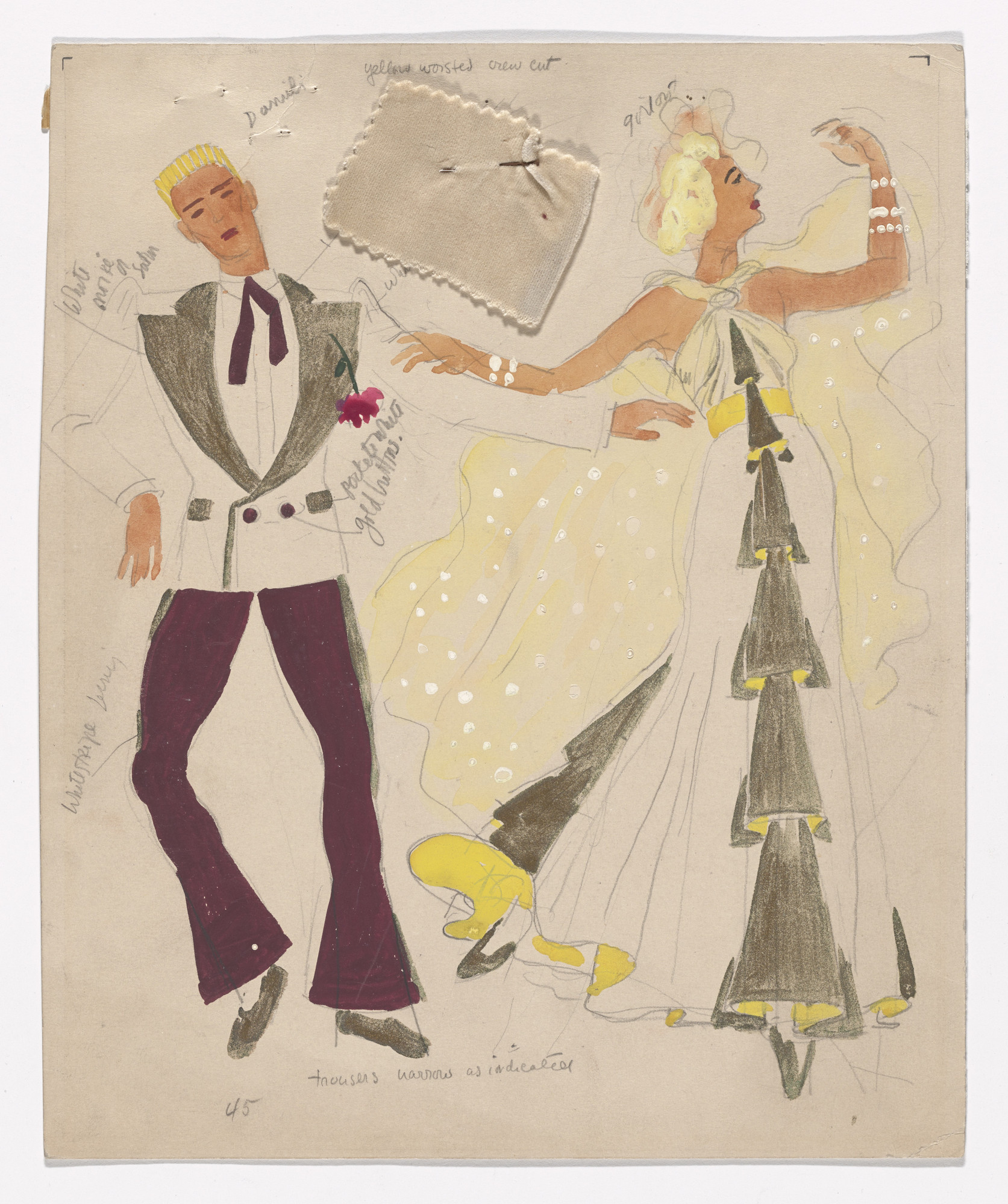 Paul Cadmus. Man and Woman. Costume design for the ballet Filling Station