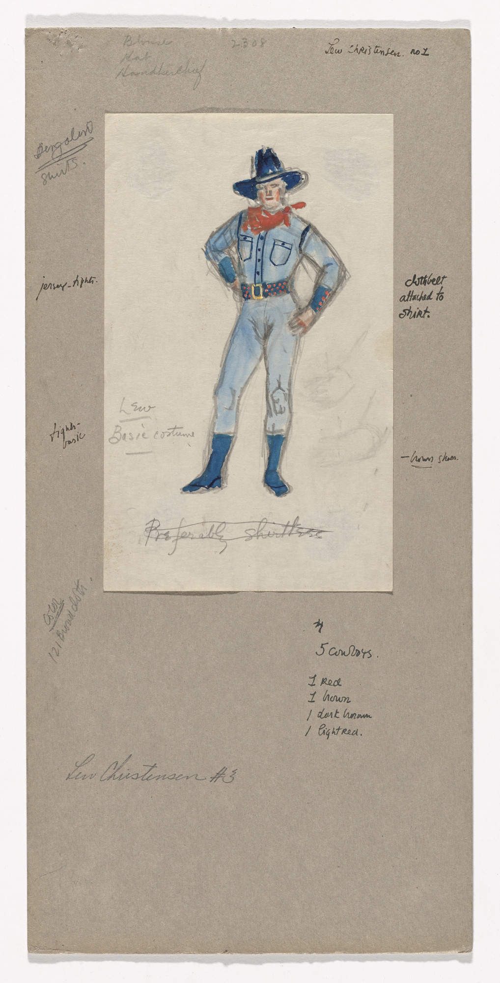 Jared French. Costume design for the ballet Billy the Kid