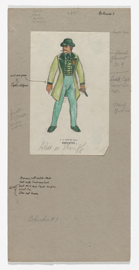 Alias as Sheriff. Costume design for the ballet Billy the Kid