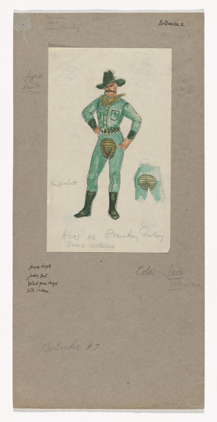 Jared French. Alias as Drunken Cowboy. Costume design for the ballet Billy the Kid. 1938