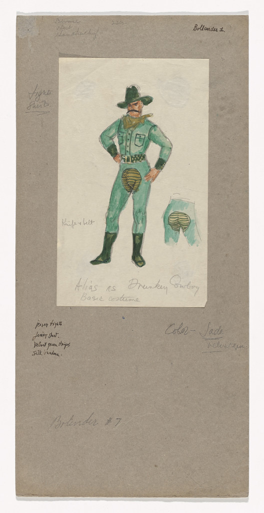 Alias as Drunken Cowboy. Costume design for the ballet Billy the Kid, Jared French, 1938