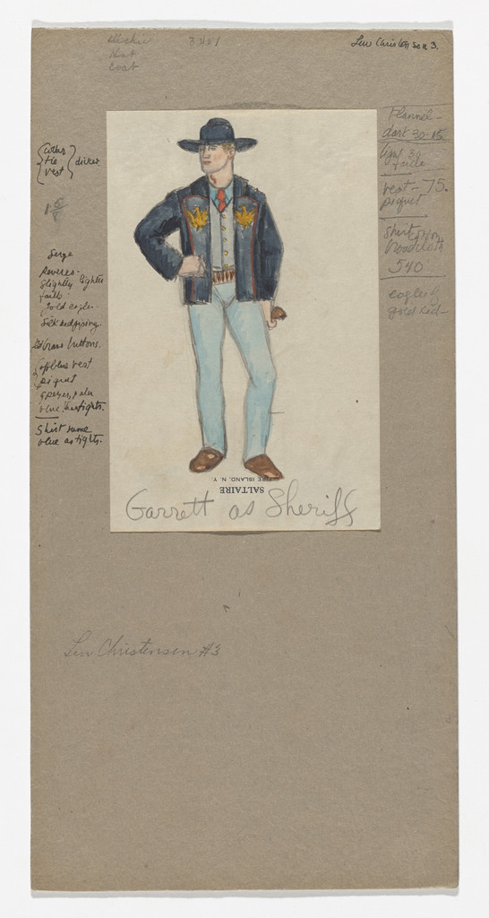 Garrett as Sheriff. Costume design for the ballet Billy the Kid
