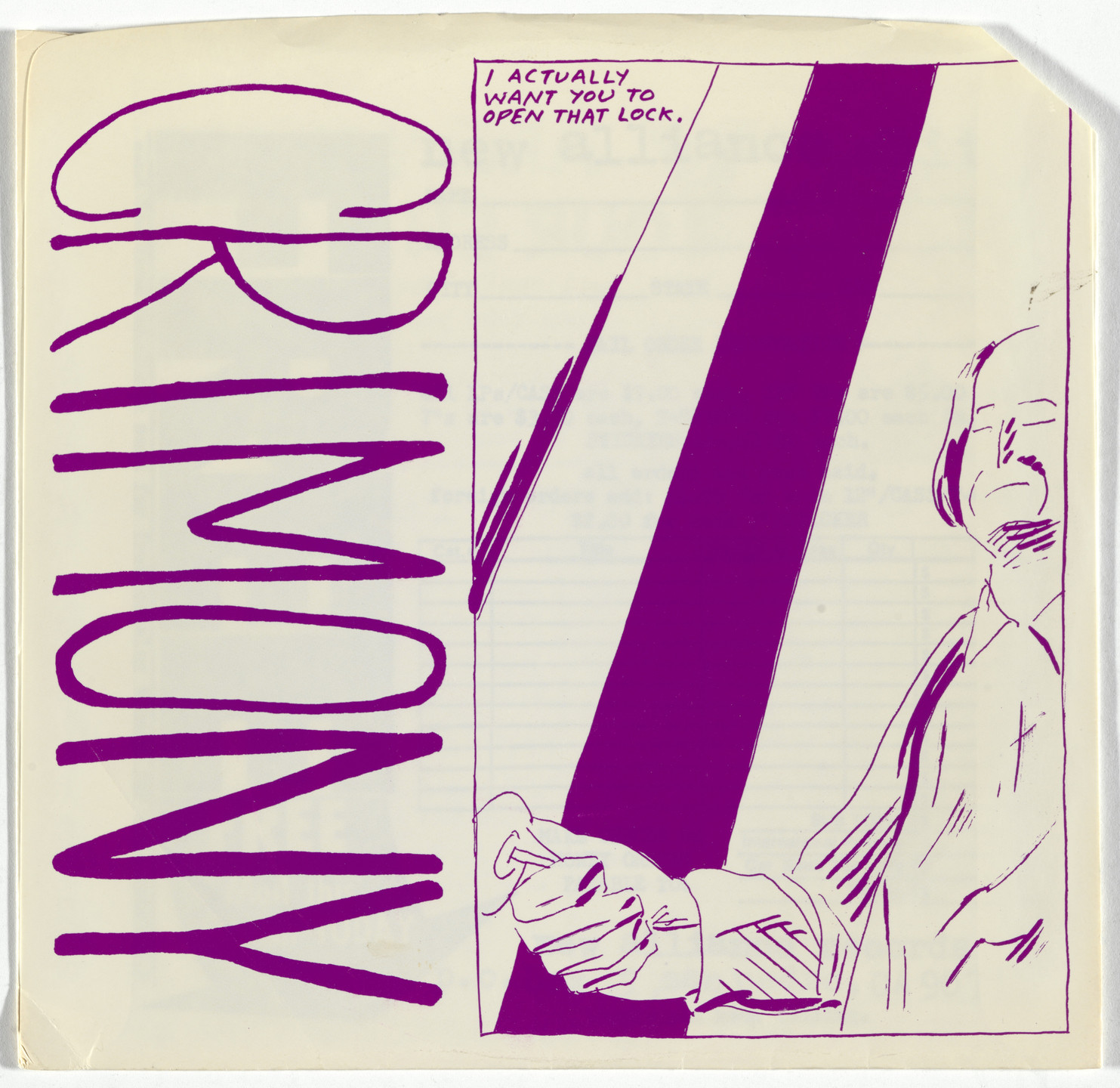 Crimony, Raymond Pettibon. Riverence and St. Pete. 1986