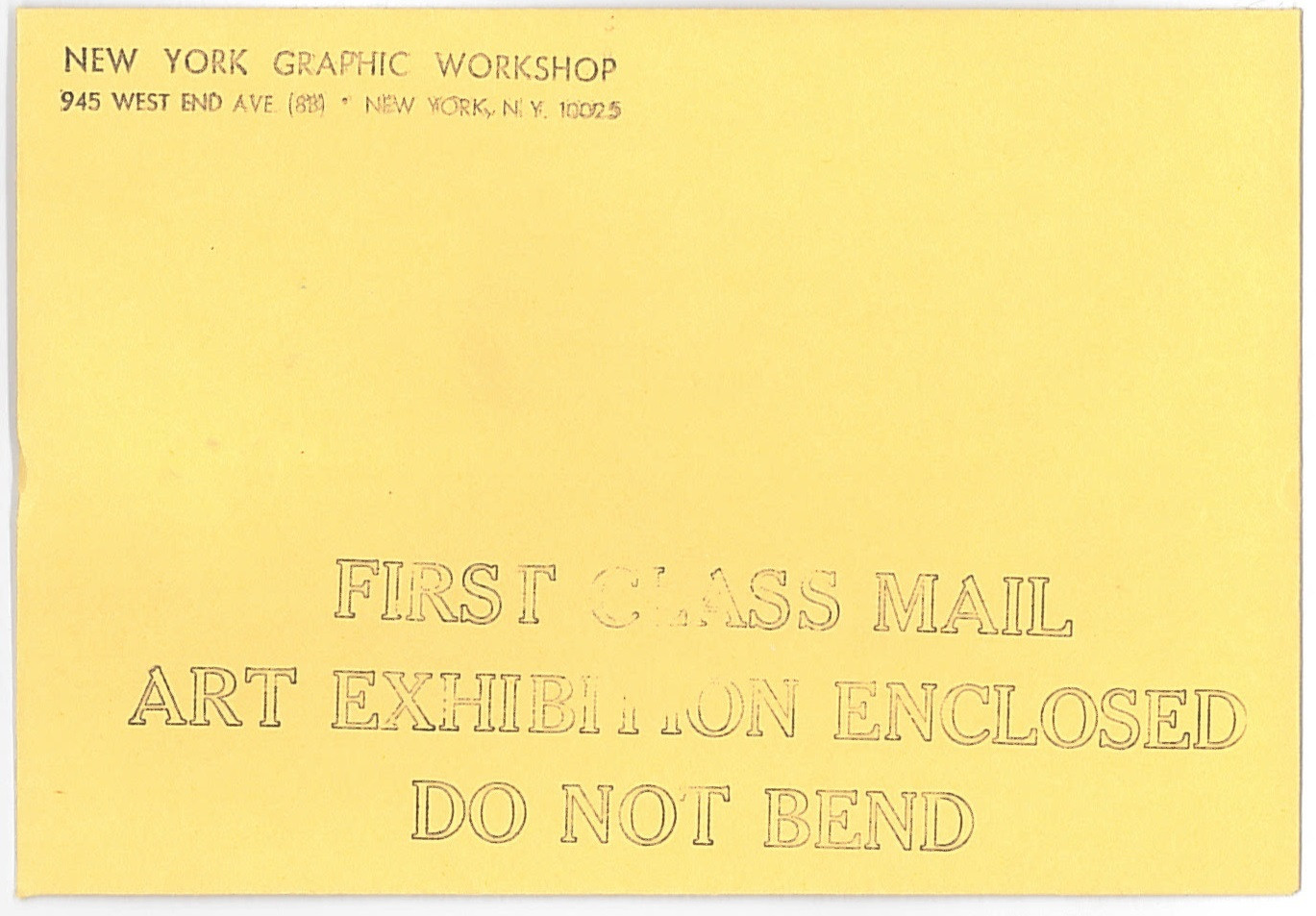 Luis Camnitzer. Envelope for &#34;Mail Exhibition #1,&#34; a contribution to the exhibition &#34;Information&#34; [MoMA Exh. #934, July 2–September 20, 1970]. 1969
