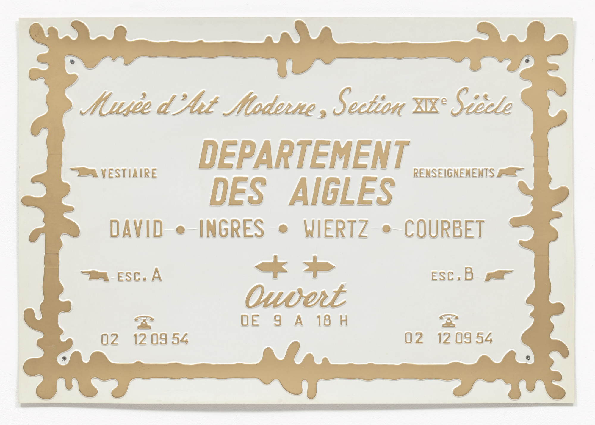 Marcel Broodthaers. Department of Eagles (David–Ingres–Wiertz–Courbet) (Département des Aigles [David–Ingres–Wiertz–Courbet]). 1968