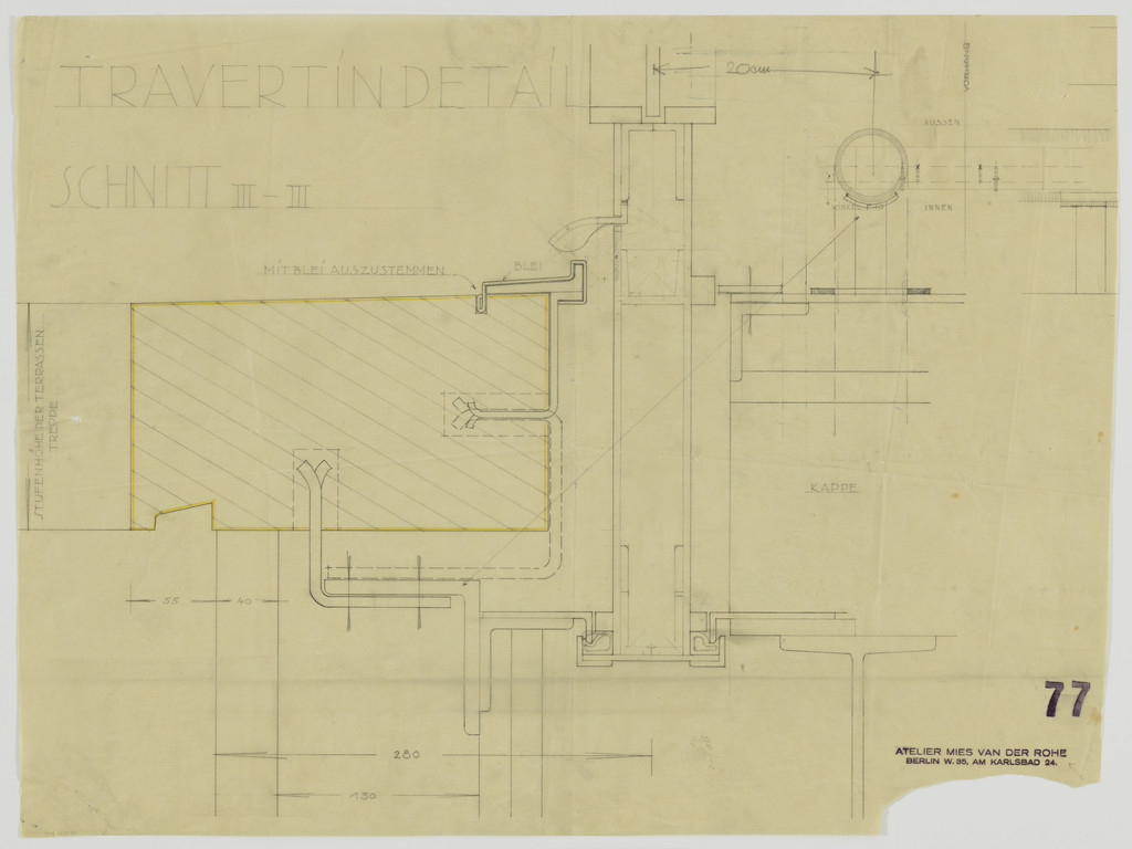 Tugendhat House, Brno, Czech Republic (Section, travertine detail)