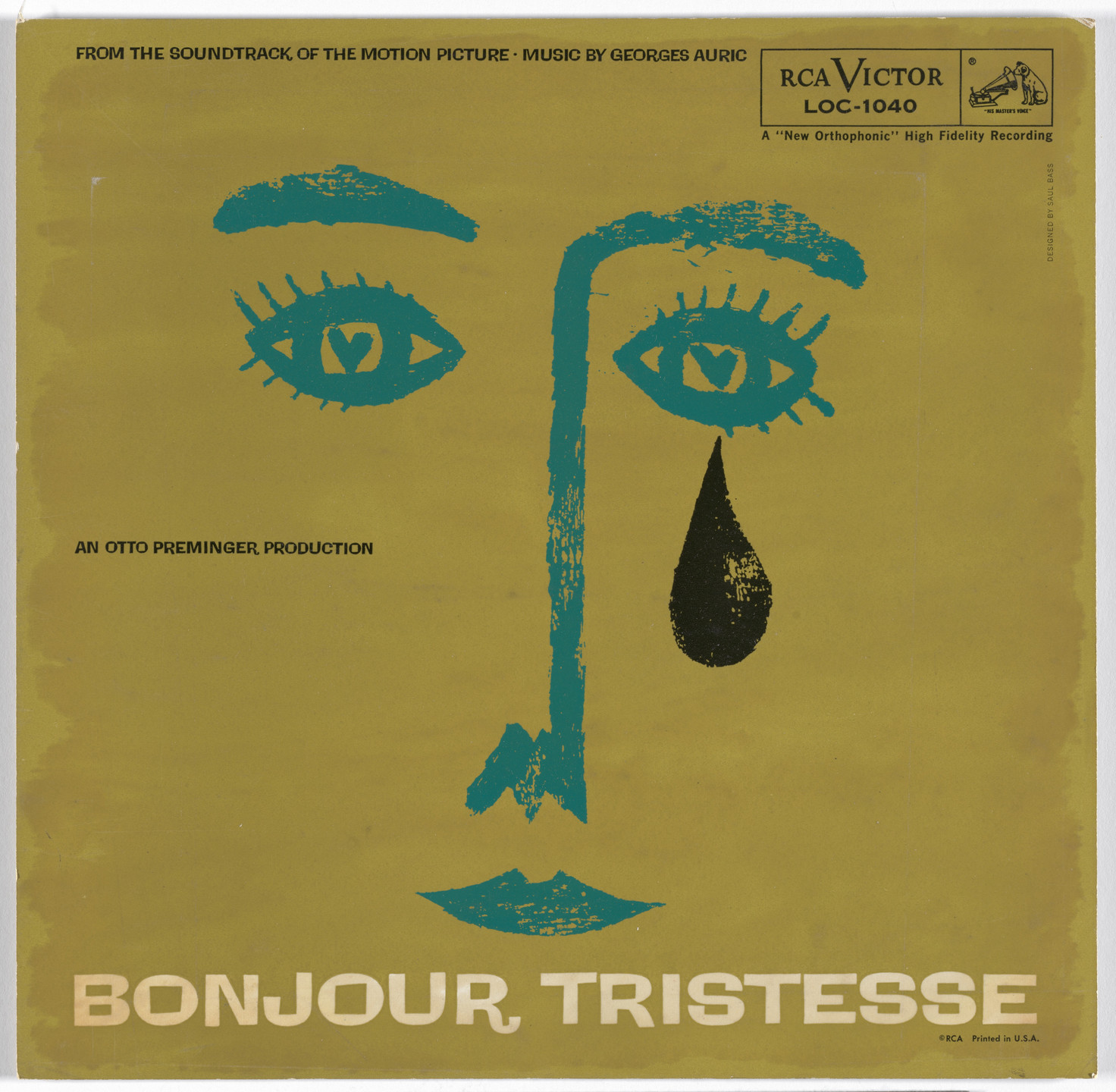 Saul Bass. Album cover for Bonjour Tristesse, music from the motion picture soundtrack. 1957