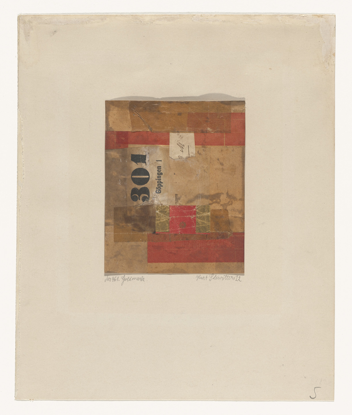 Kurt Schwitters. Mz 461. Goldmark.. 1922