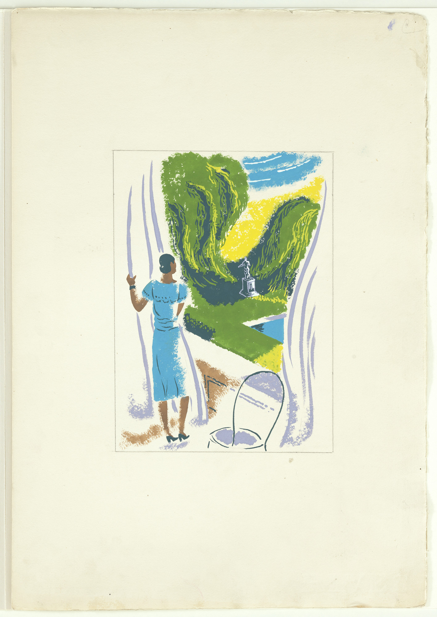 E. McKnight Kauffer. Adora's House in the Country. Mary at Window from Nigger Heaven (Illustration from Carl van Vechten's novel)