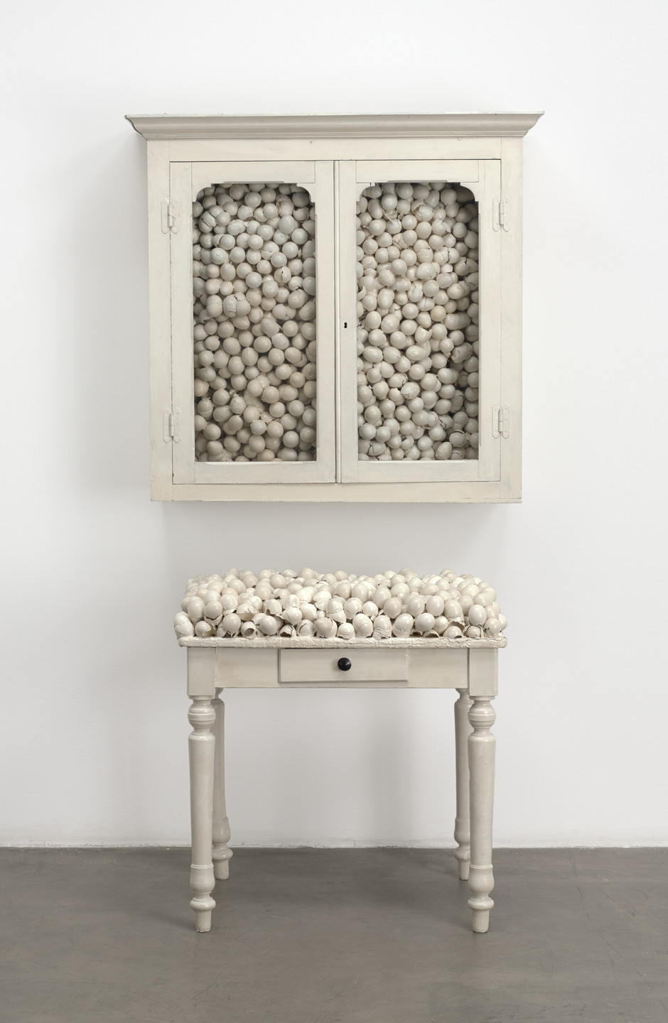 Marcel Broodthaers. White Cabinet and White Table. 1965